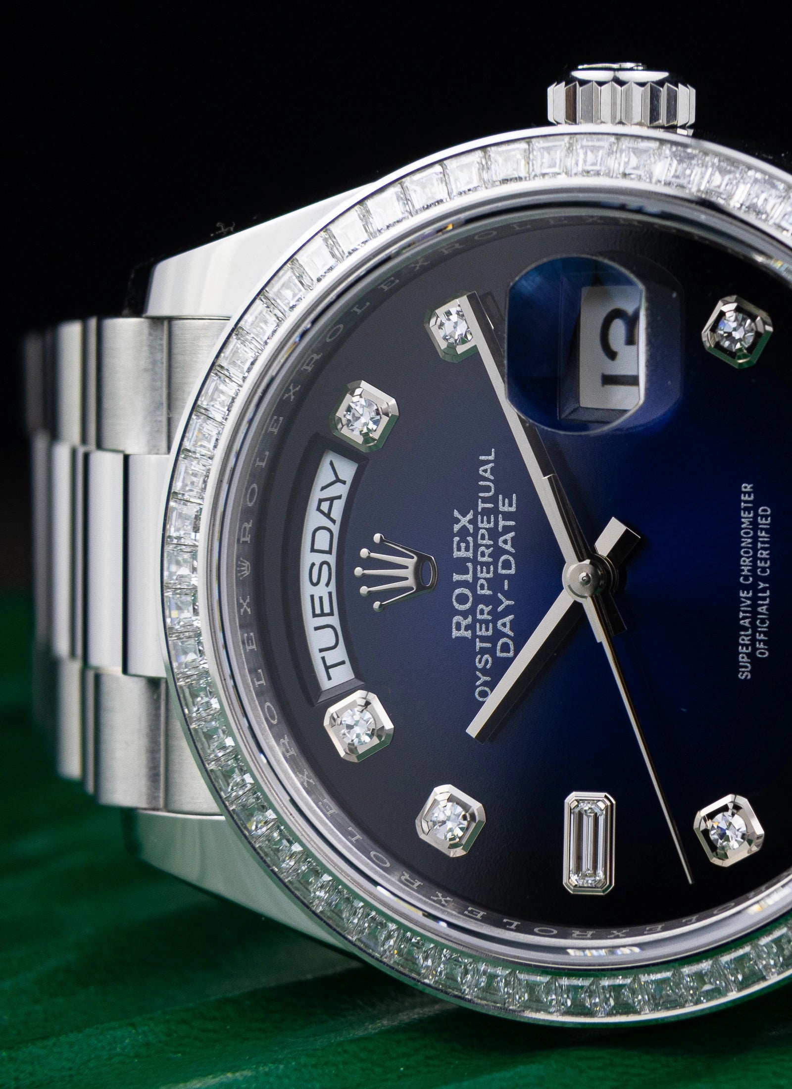 2022 Rolex Day-Date Platinium Vignette Diamond Dial 128396TBR