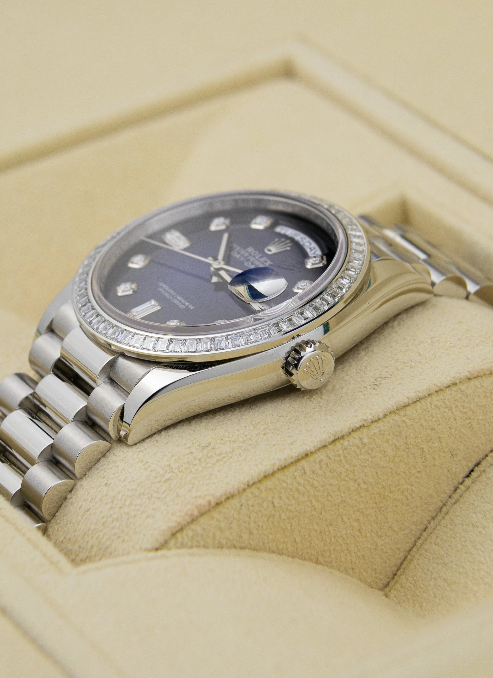 2022 Rolex Day-Date Platinium Vignette Diamond Dial 128396TBR