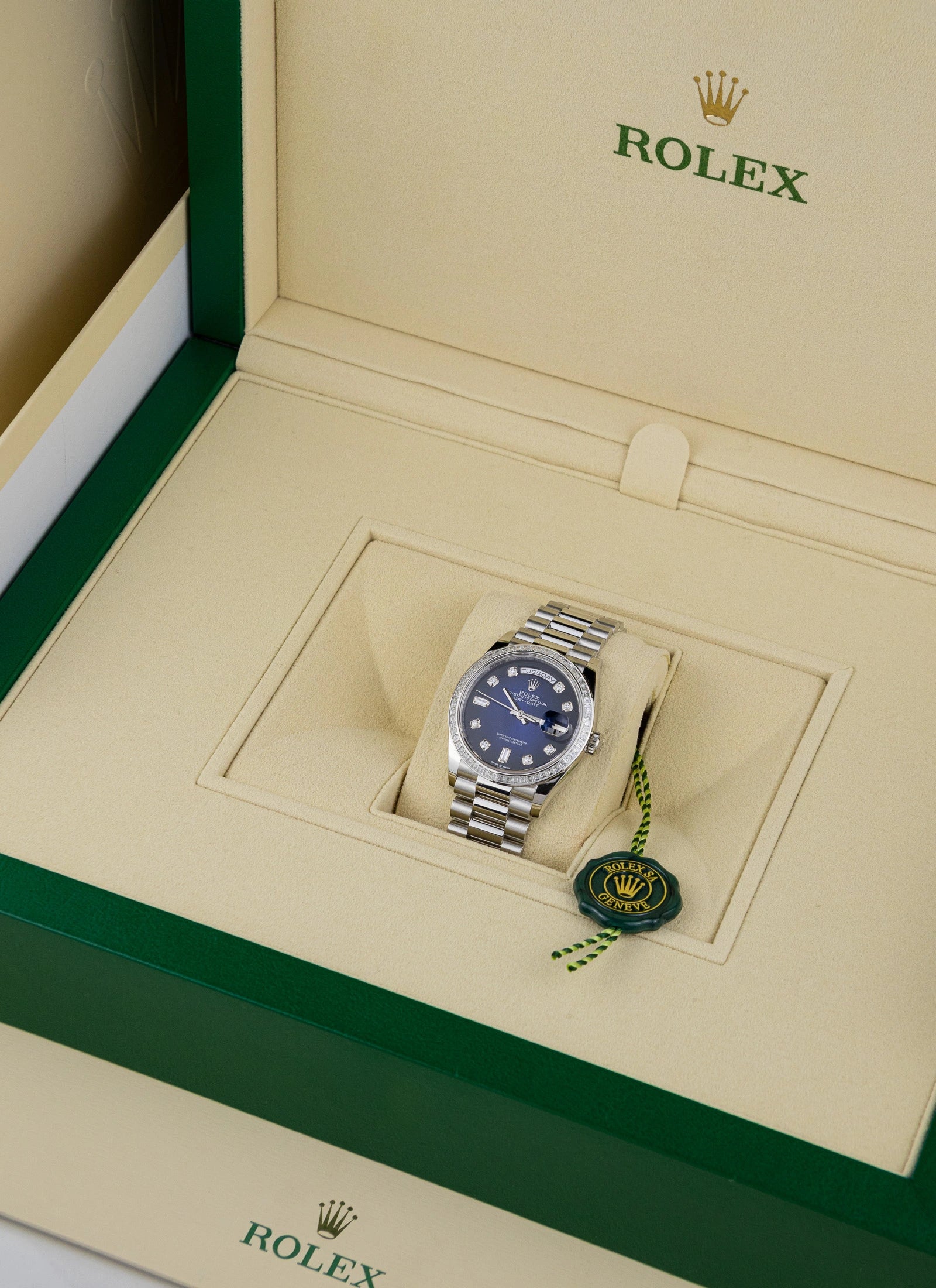 2022 Rolex Day-Date Platinium Vignette Diamond Dial 128396TBR