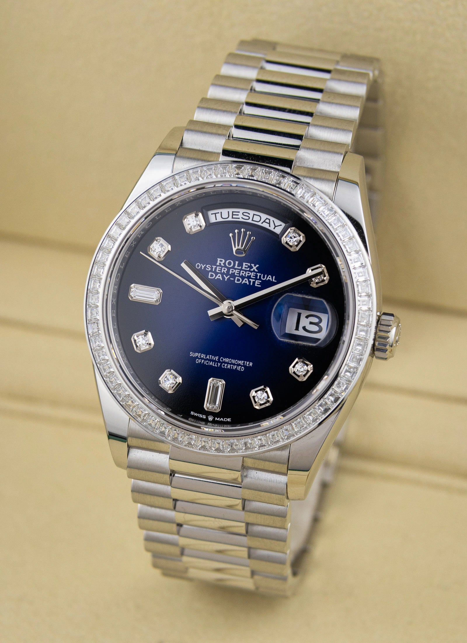 2022 Rolex Day-Date Platinium Vignette Diamond Dial 128396TBR