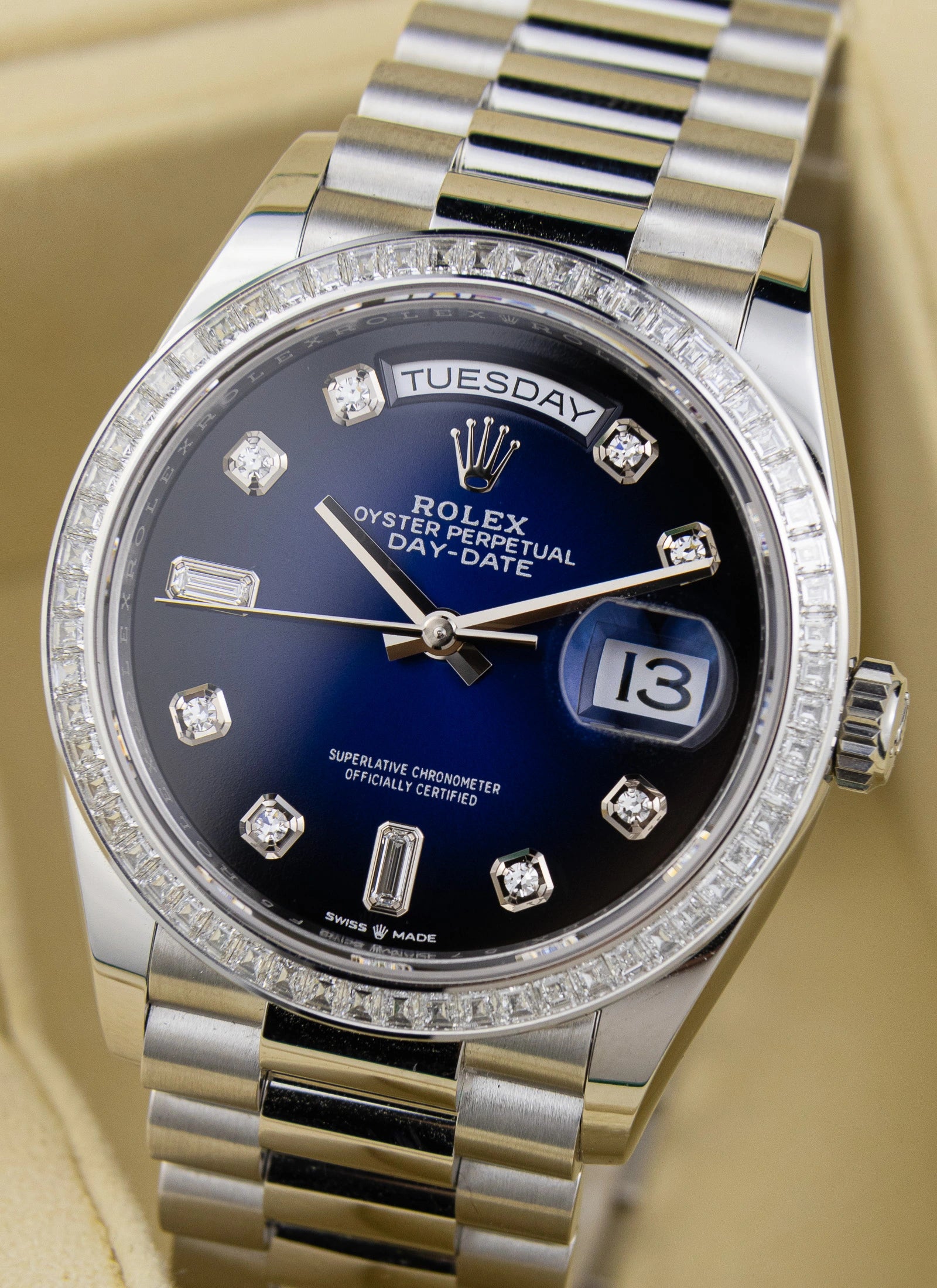 2022 Rolex Day-Date Platinium Vignette Diamond Dial 128396TBR