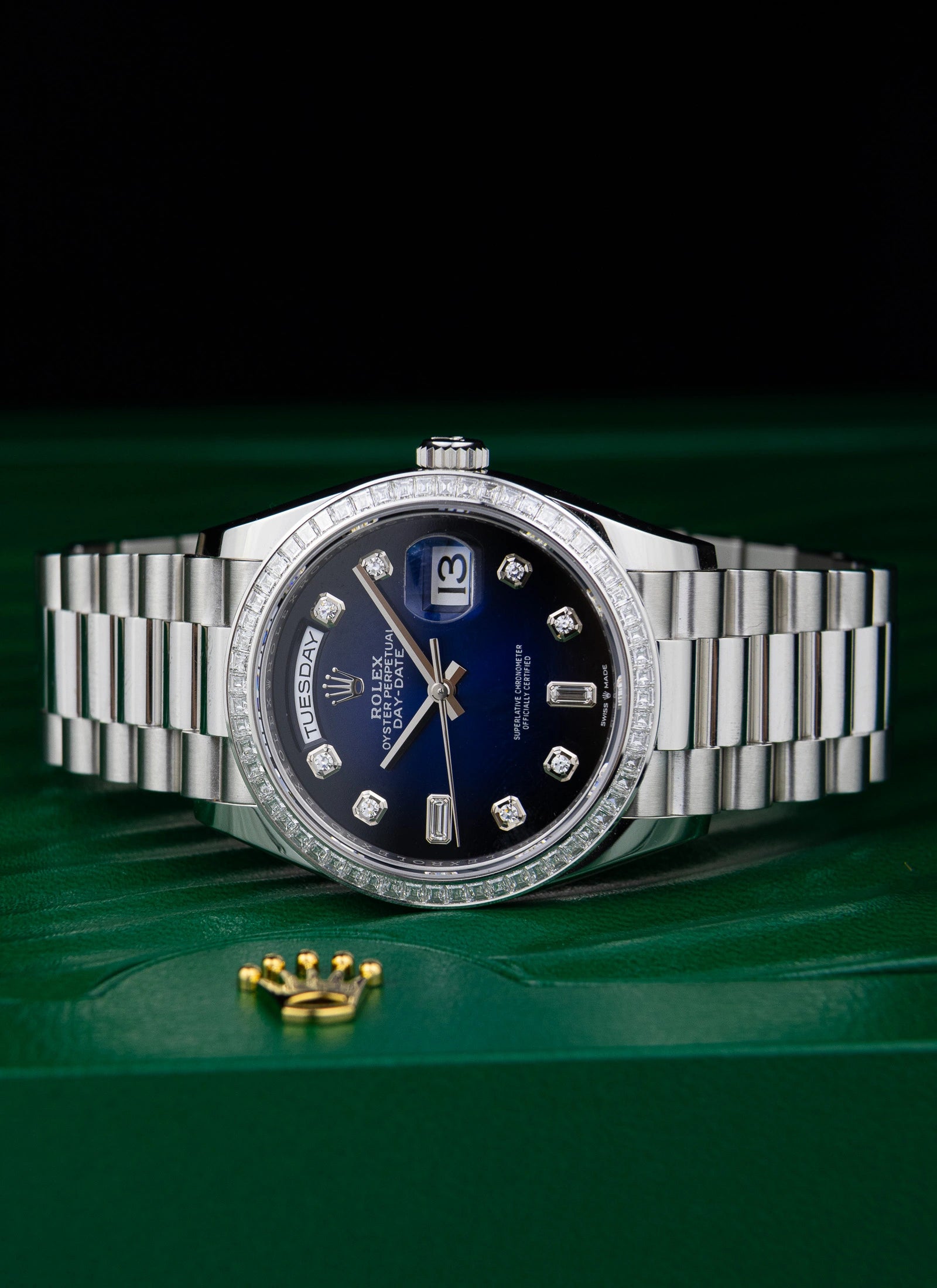 2022 Rolex Day-Date Platinium Vignette Diamond Dial 128396TBR