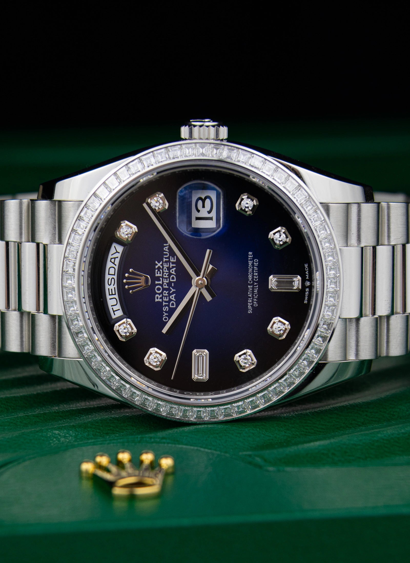 2022 Rolex Day-Date Platinium Vignette Diamond Dial 128396TBR