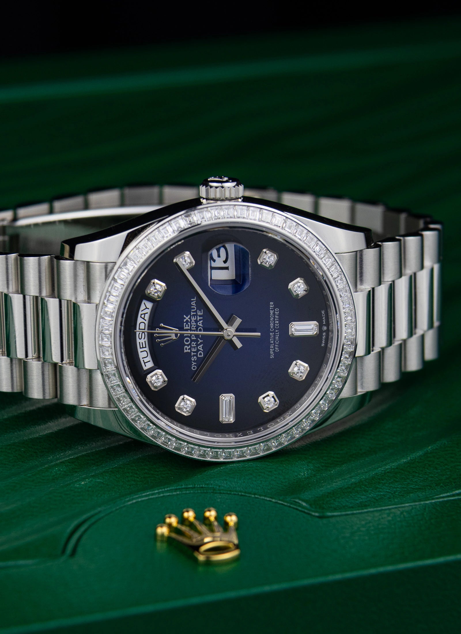 2022 Rolex Day-Date Platinium Vignette Diamond Dial 128396TBR