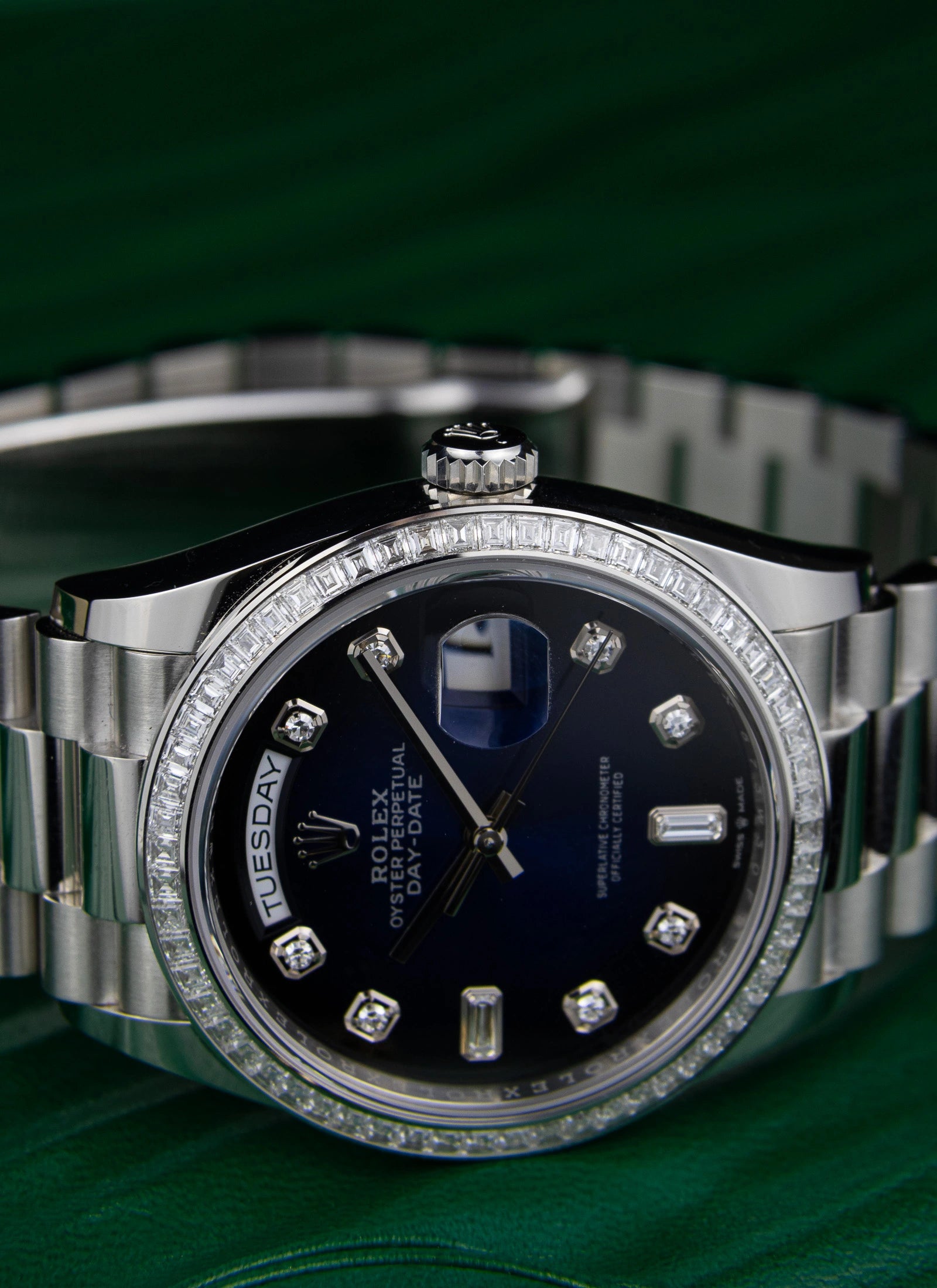 2022 Rolex Day-Date Platinium Vignette Diamond Dial 128396TBR