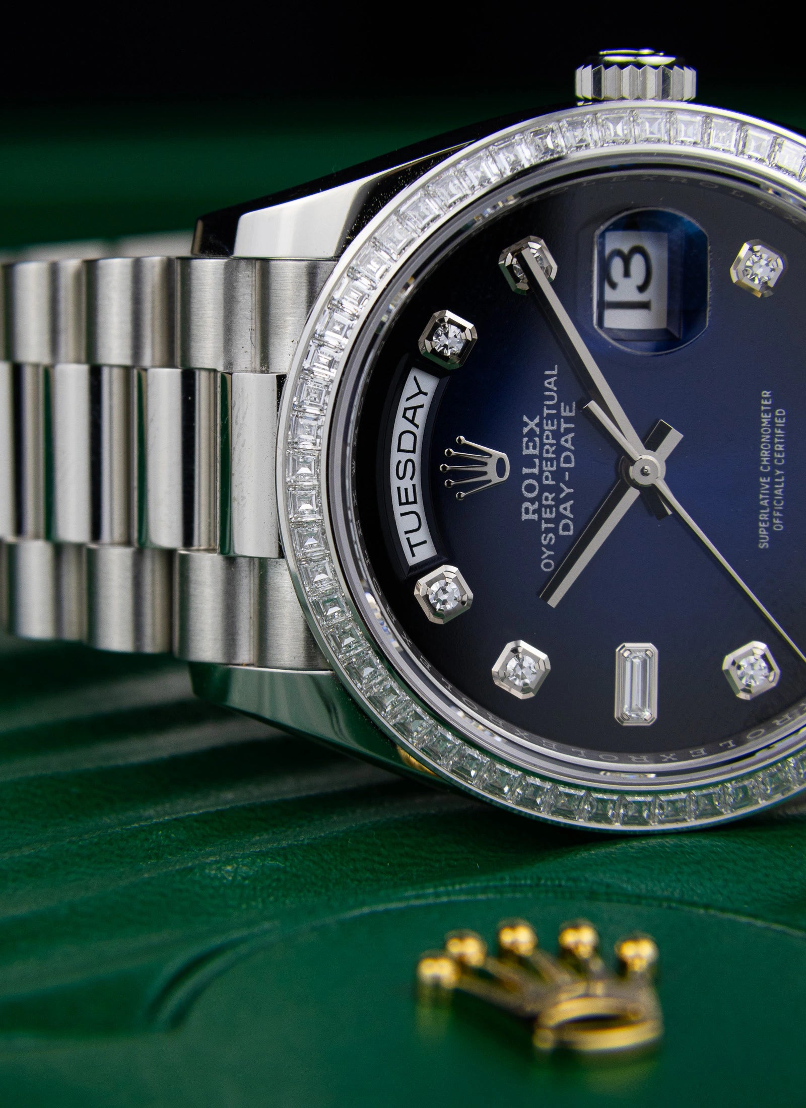 2022 Rolex Day-Date Platinium Vignette Diamond Dial 128396TBR