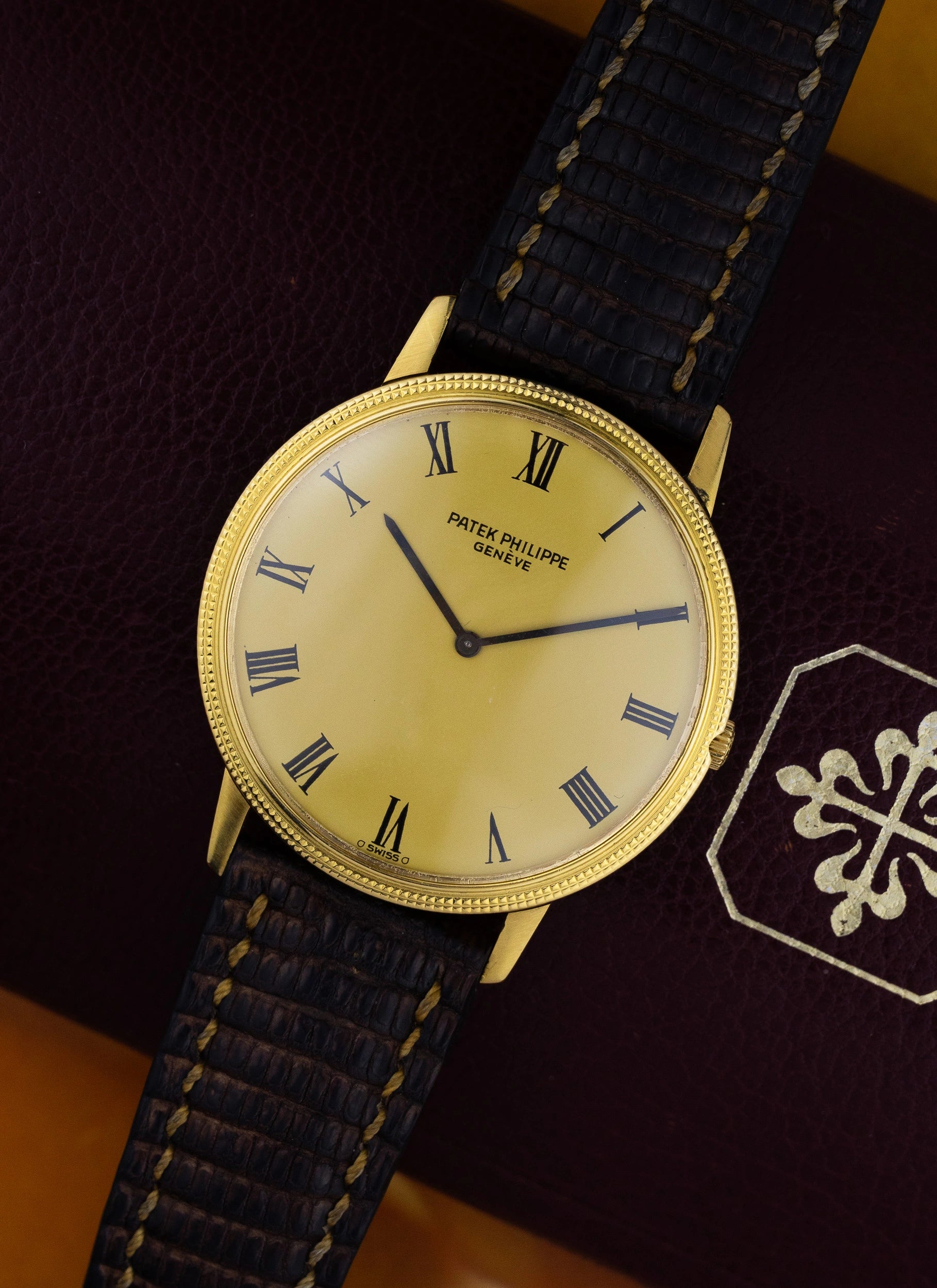 1970s 18K Patek Philippe Calatrava 3590 Clous de Paris Sigma Roman Dial