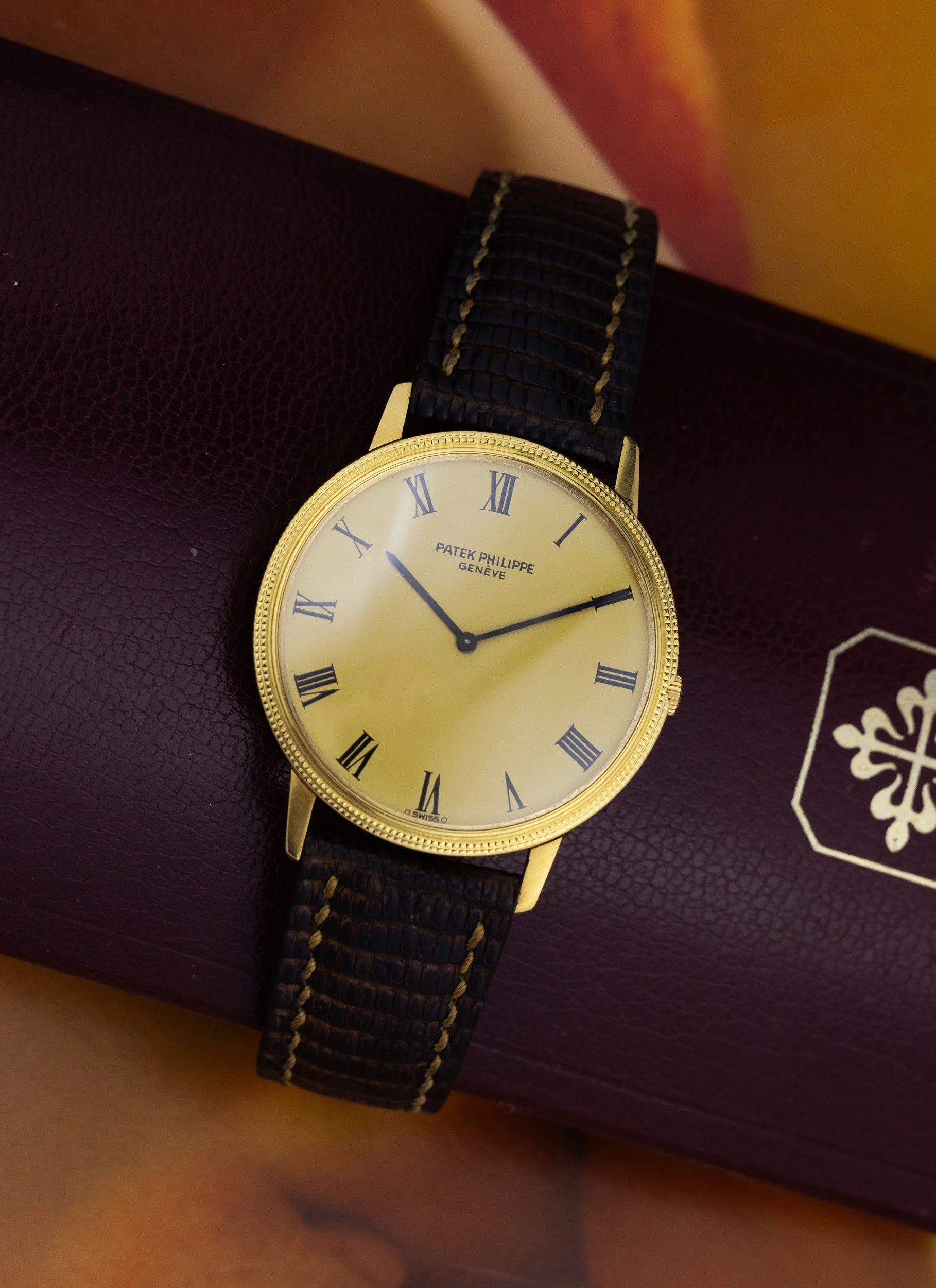 1970s 18K Patek Philippe Calatrava 3590 Clous de Paris Sigma Roman Dial