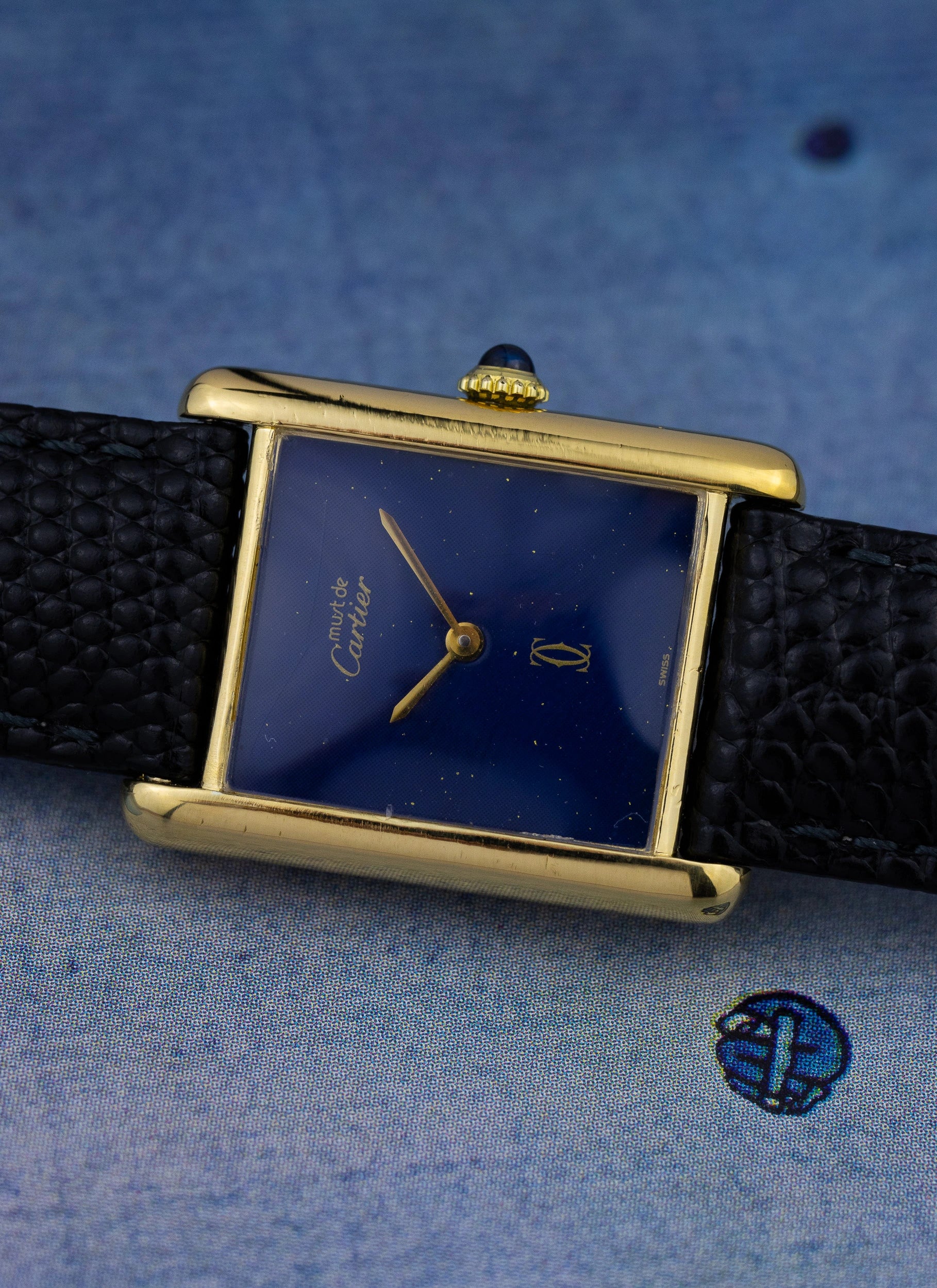 1980s Cartier Tank Lapis Lazuli Manual Winding