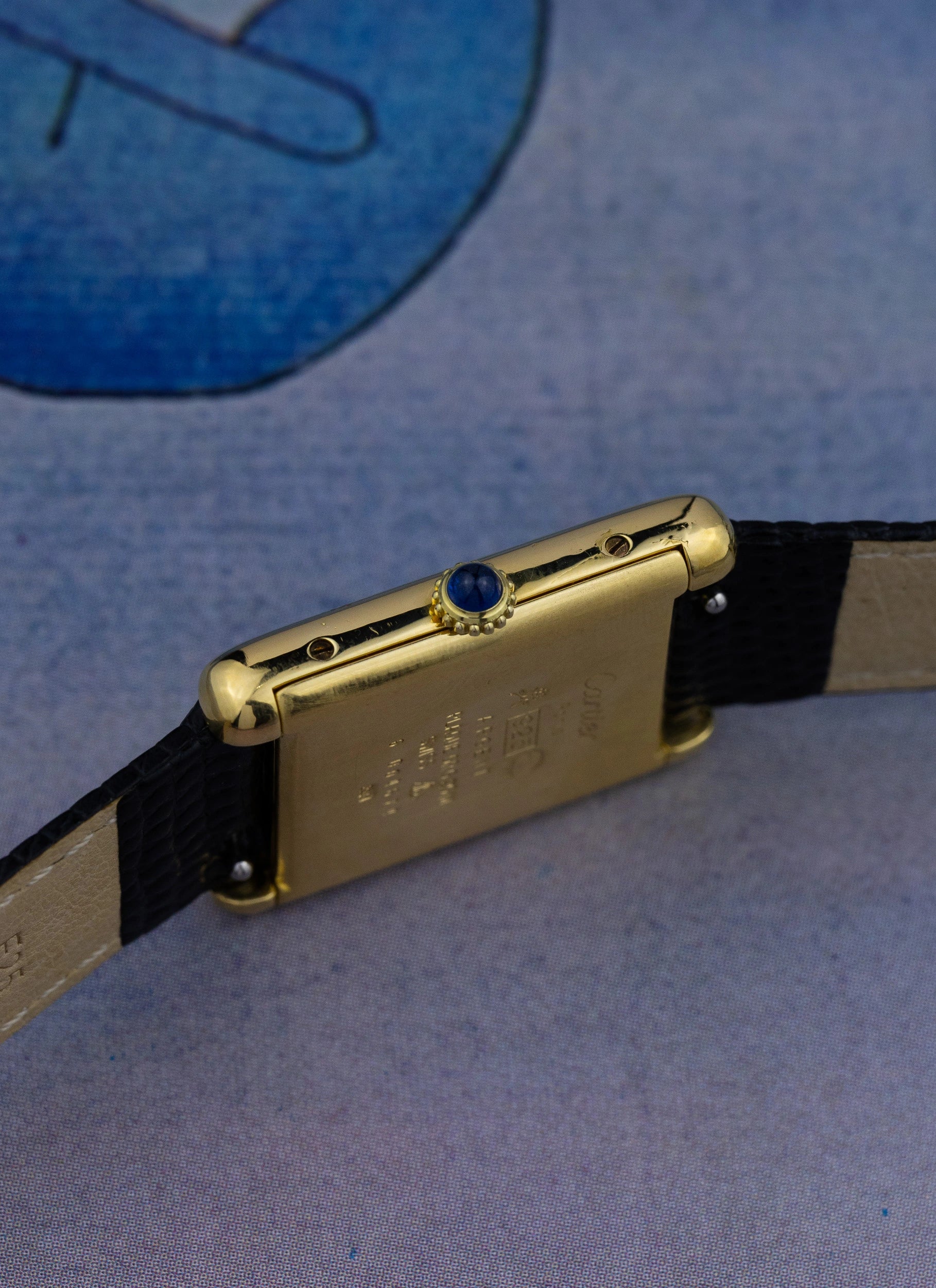 1980s Cartier Tank Lapis Lazuli Manual Winding