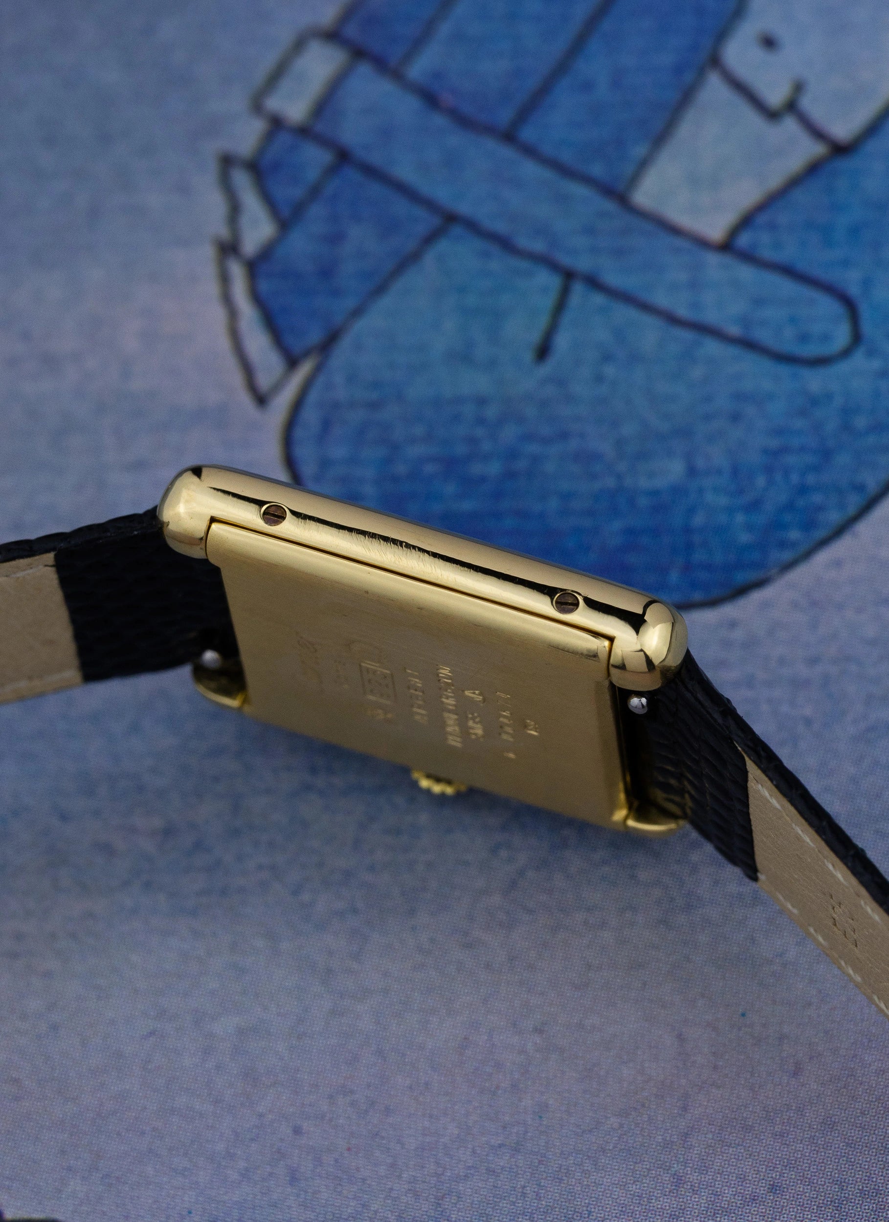 1980s Cartier Tank Lapis Lazuli Manual Winding