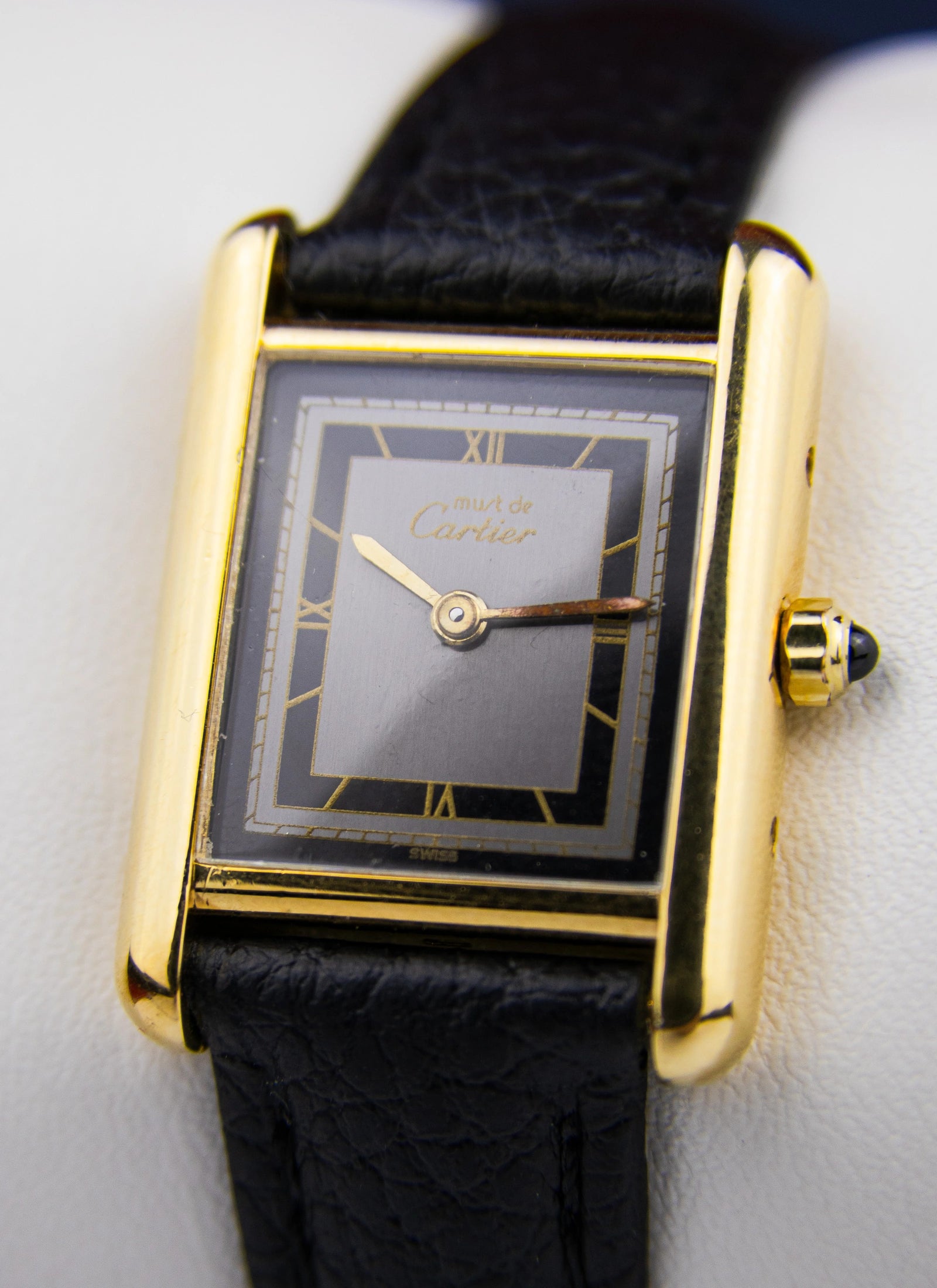 Ca. 1990s Must De Cartier Tank Lady Art Deco Black/Grey 3 66001