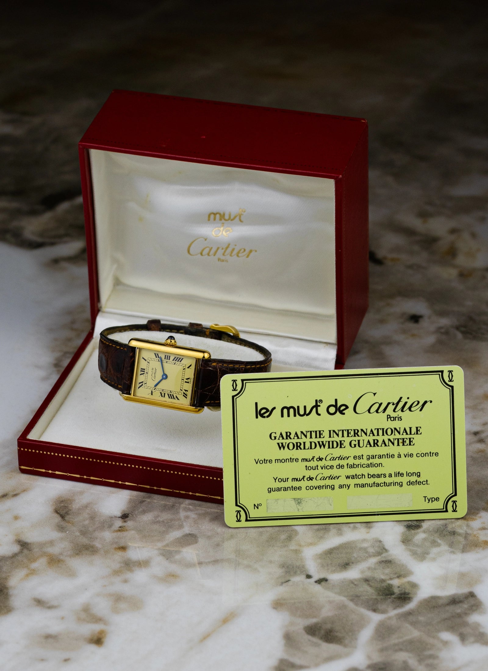 1990s Cartier Tank Must De Ivory Ref. 590005 Full Set