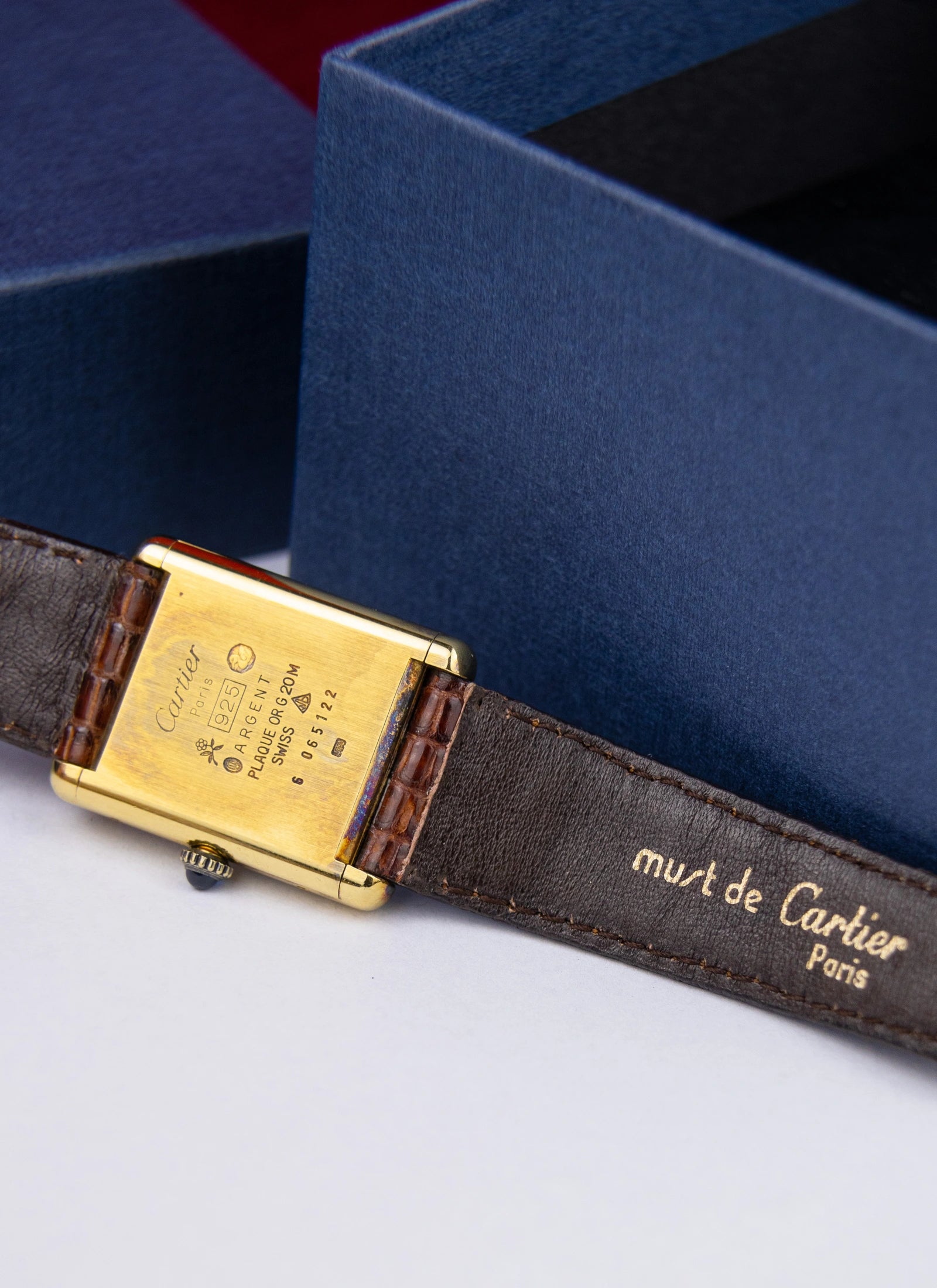 Ca. 1980s Must de Cartier Tank 59005 Burgundy Dial