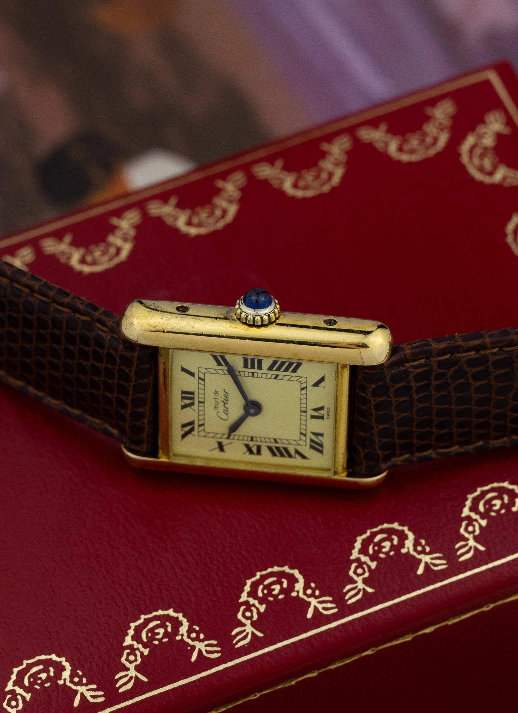 1980s Cartier Tank Ivory Manual Winding Box