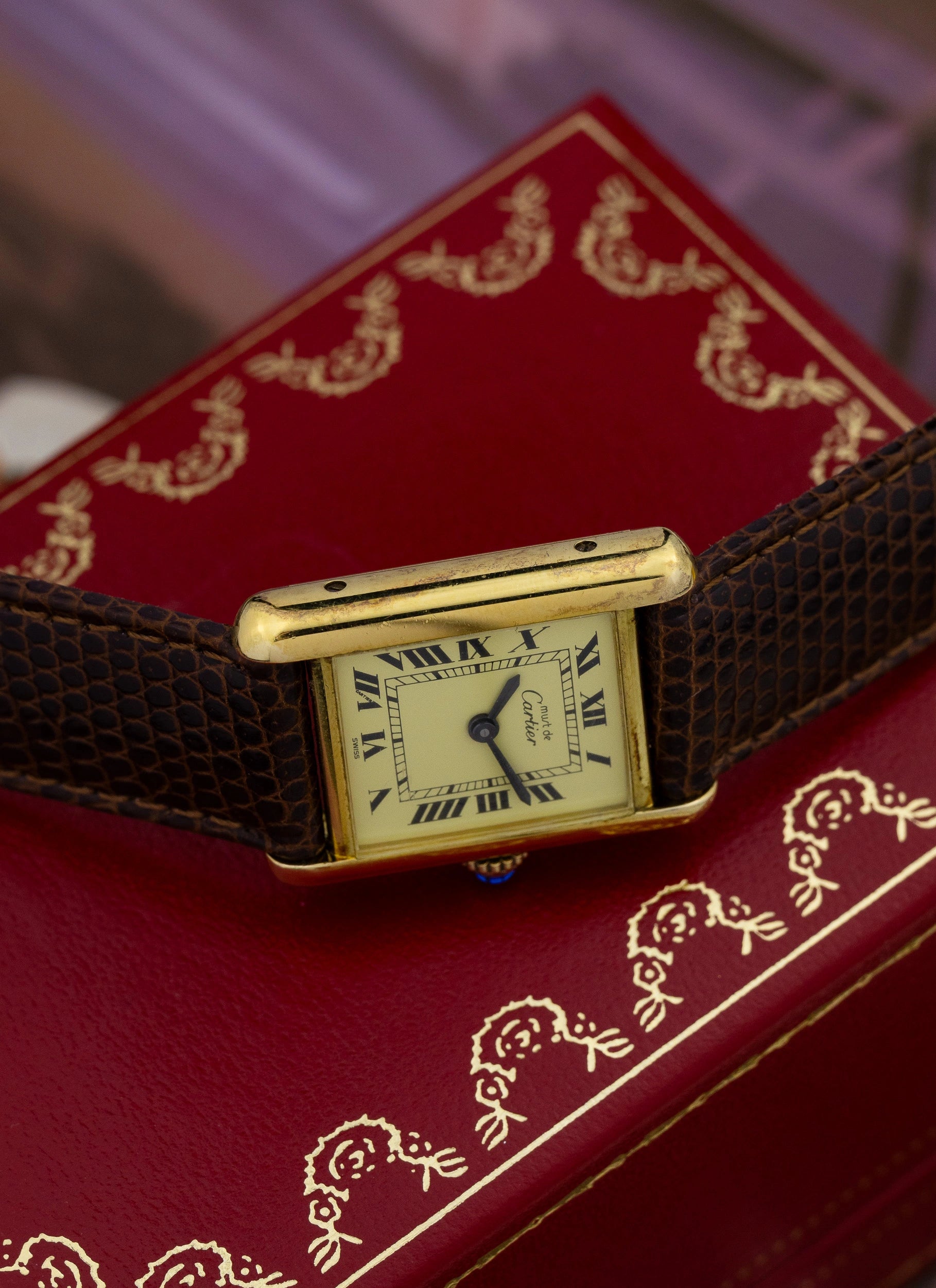 1980s Cartier Tank Ivory Manual Winding Box