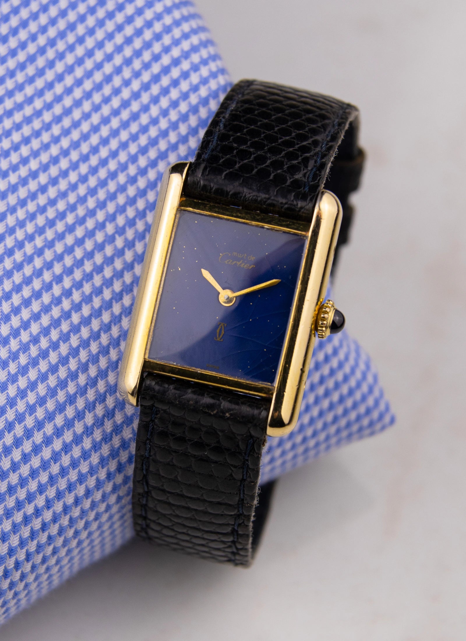 1980s Must de Cartier Tank Lapis Lazuli