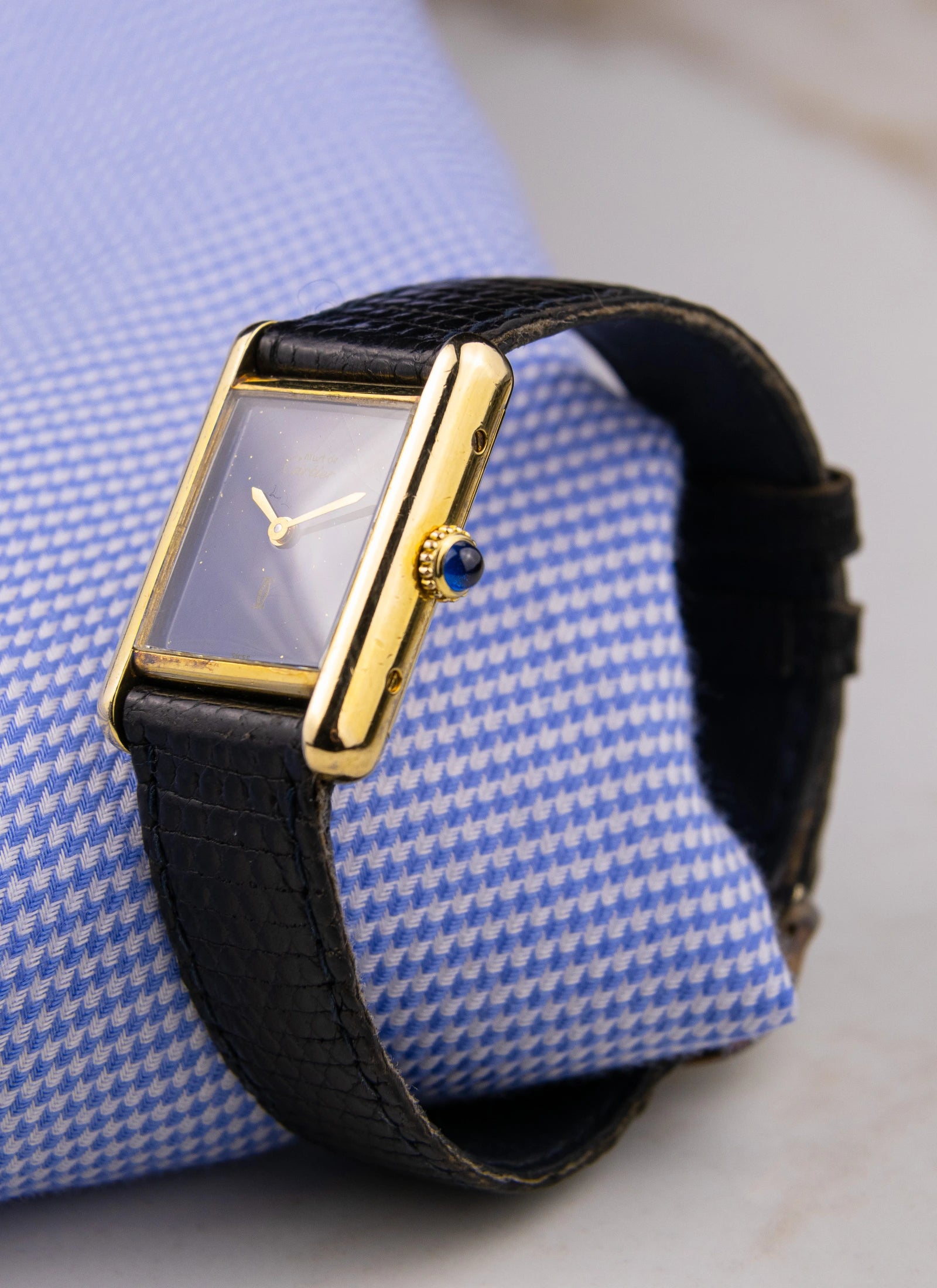 1980s Must de Cartier Tank Lapis Lazuli