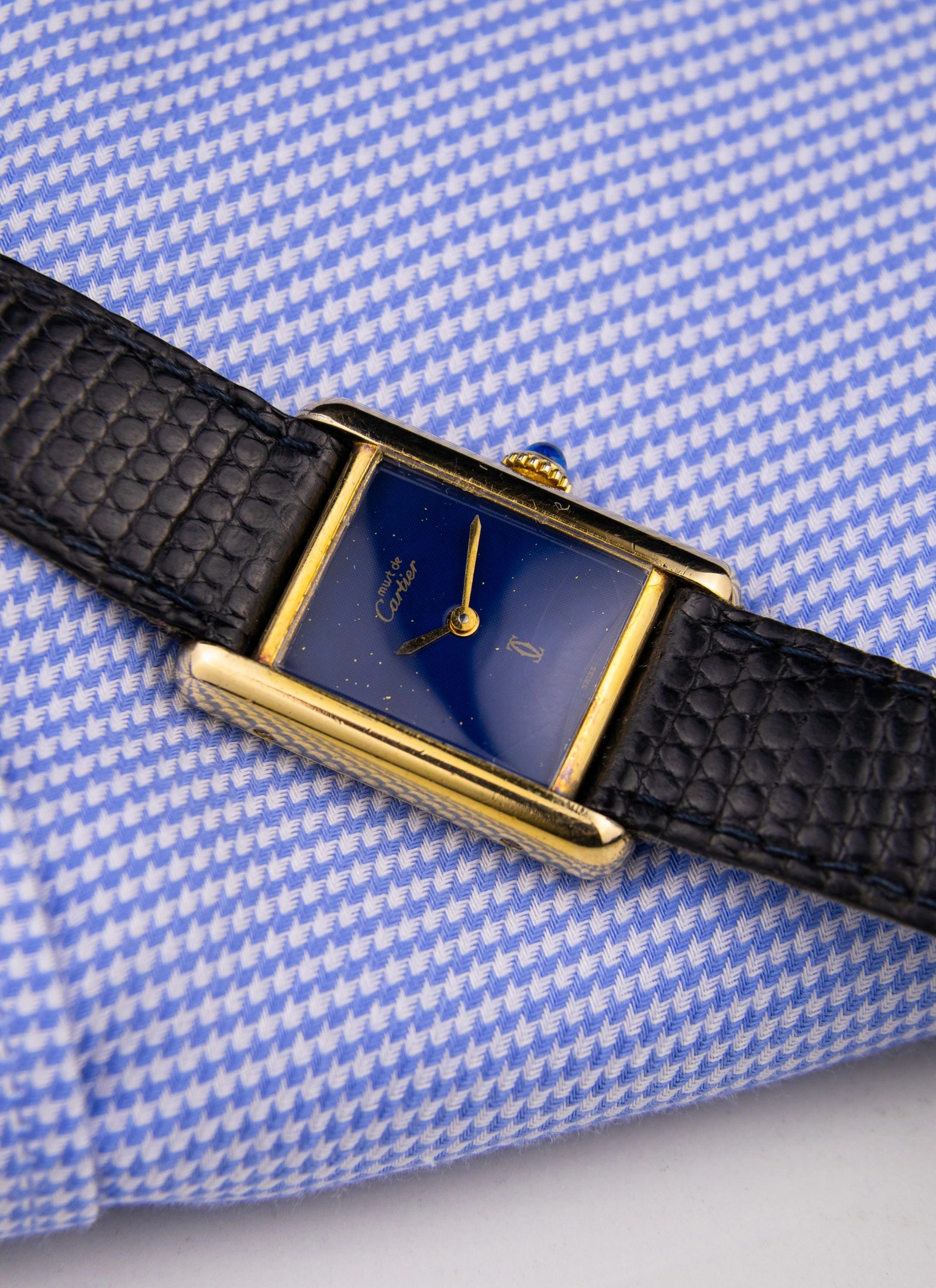 1980s Must de Cartier Tank Lapis Lazuli