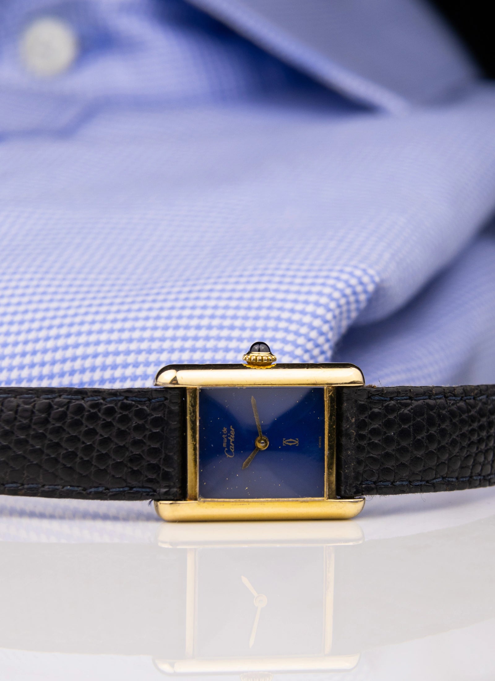 1980s Must de Cartier Tank Lapis Lazuli