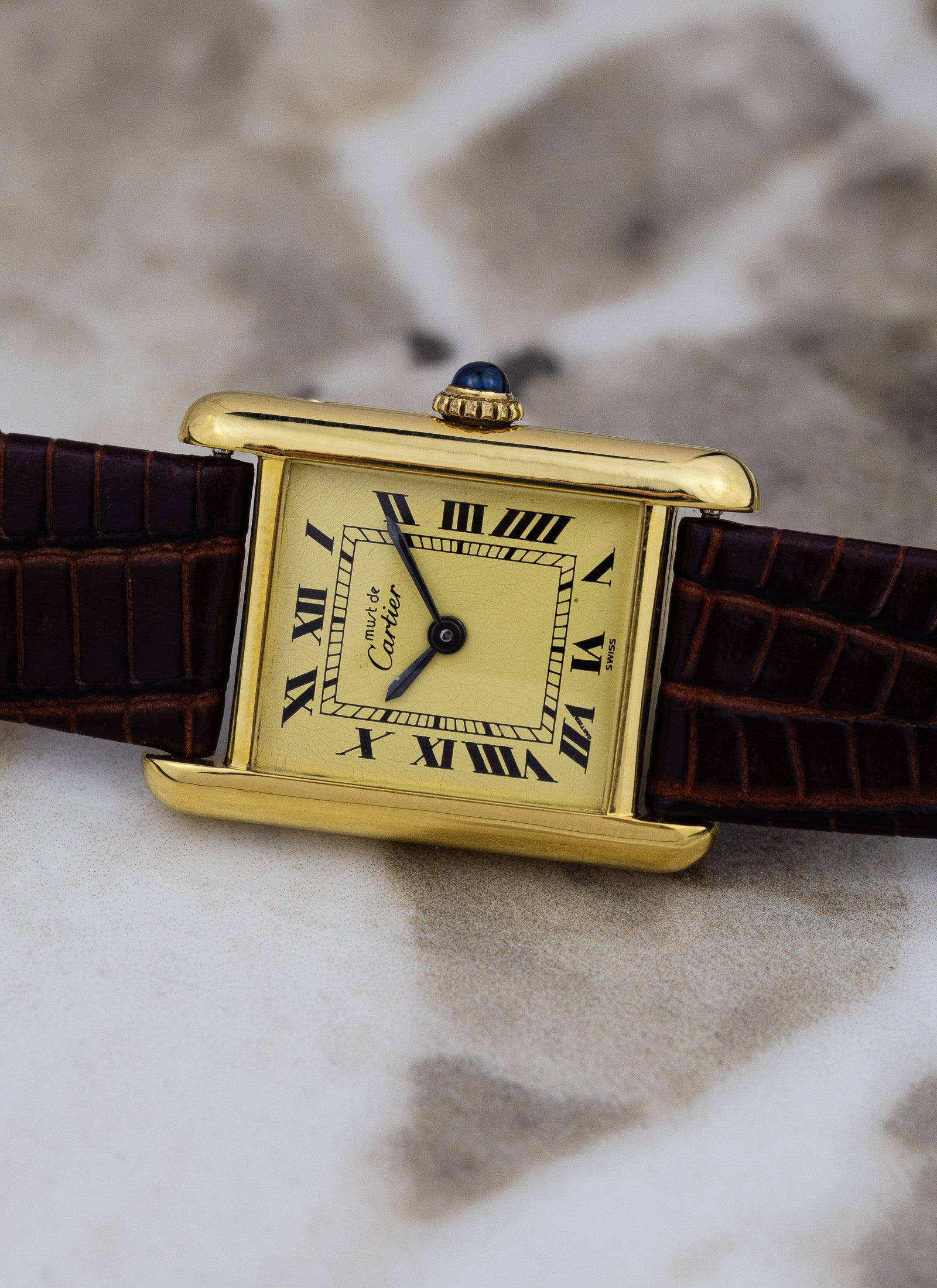 1990s Ladies Must de Cartier Tank Ivory Roman Dial