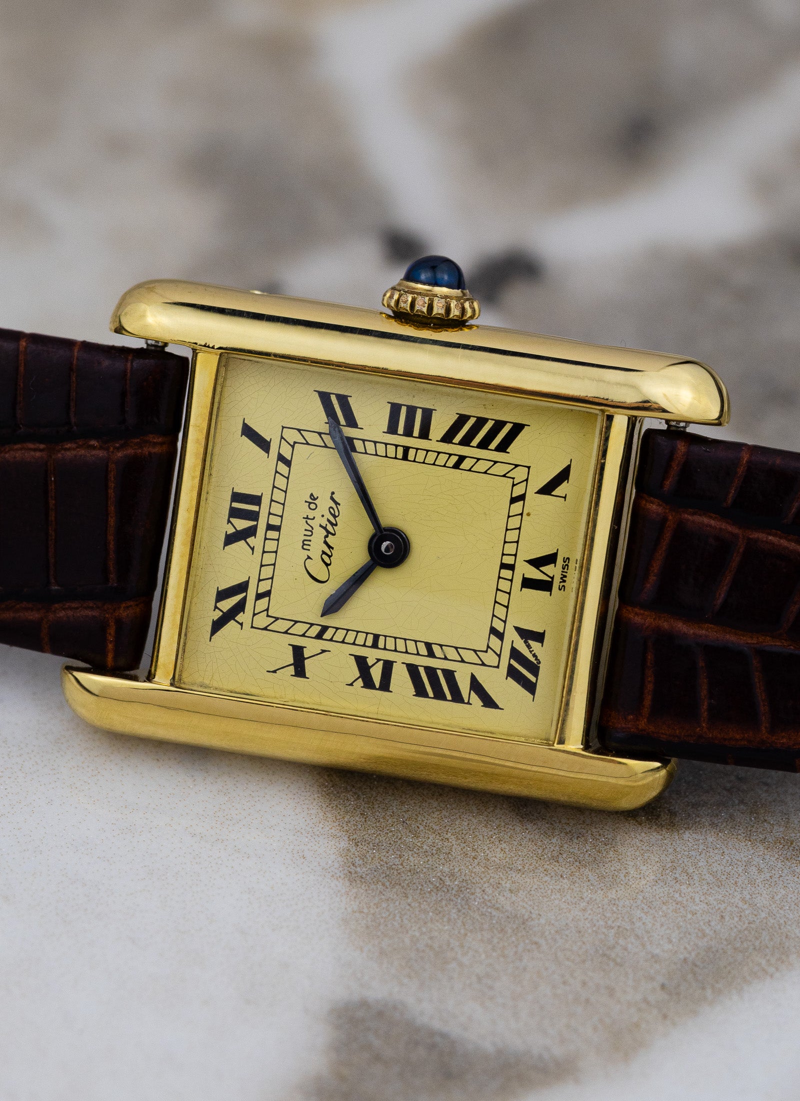 1990s Ladies Must de Cartier Tank Ivory Roman Dial