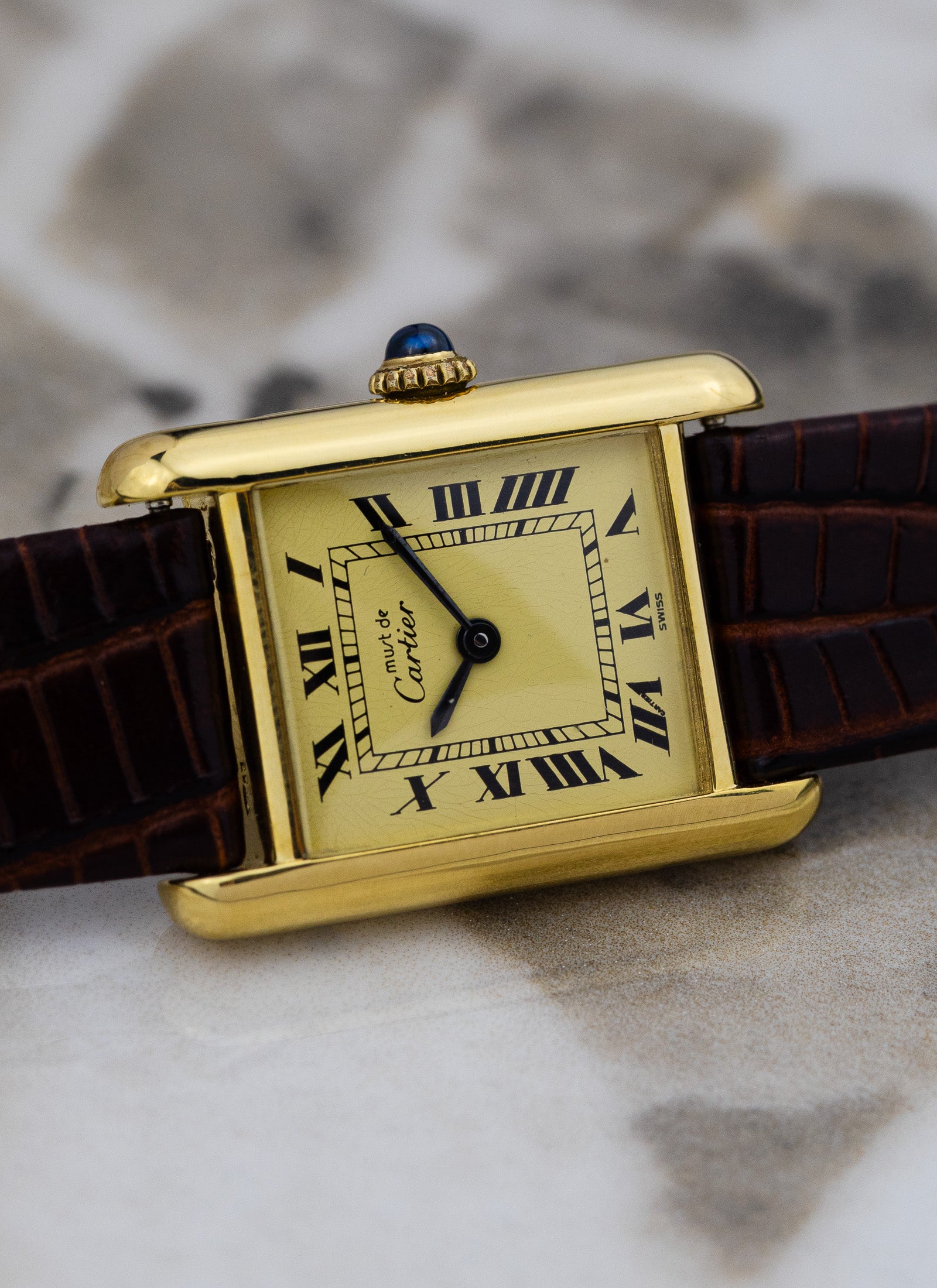 1990s Ladies Must de Cartier Tank Ivory Roman Dial