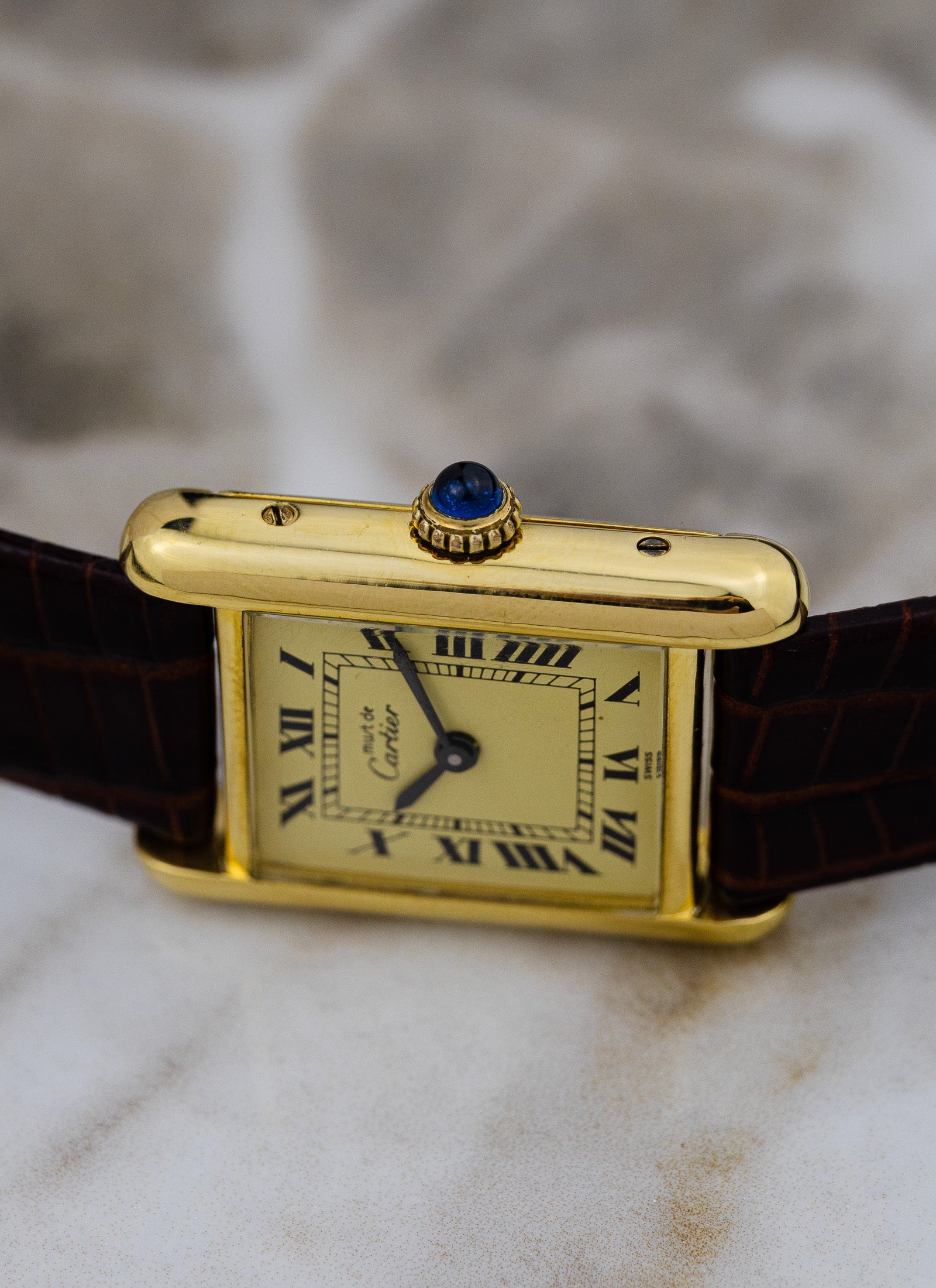 1990s Ladies Must de Cartier Tank Ivory Roman Dial