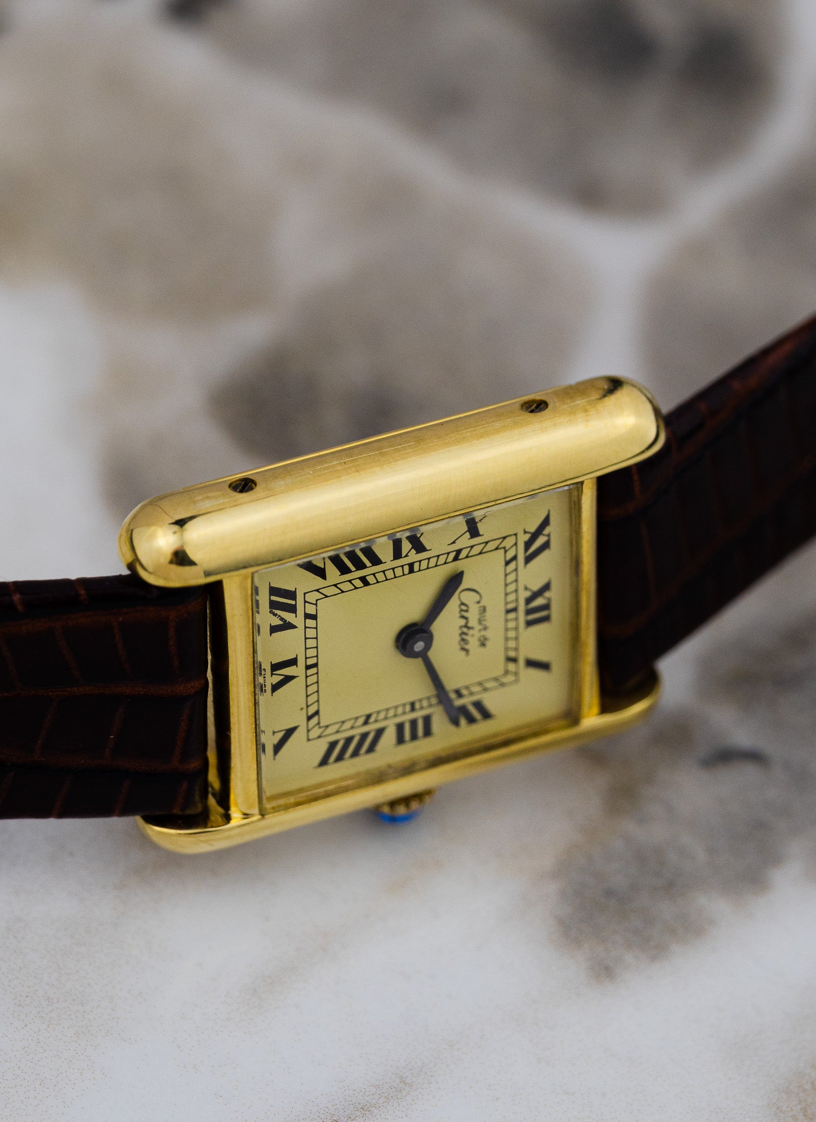 1990s Ladies Must de Cartier Tank Ivory Roman Dial