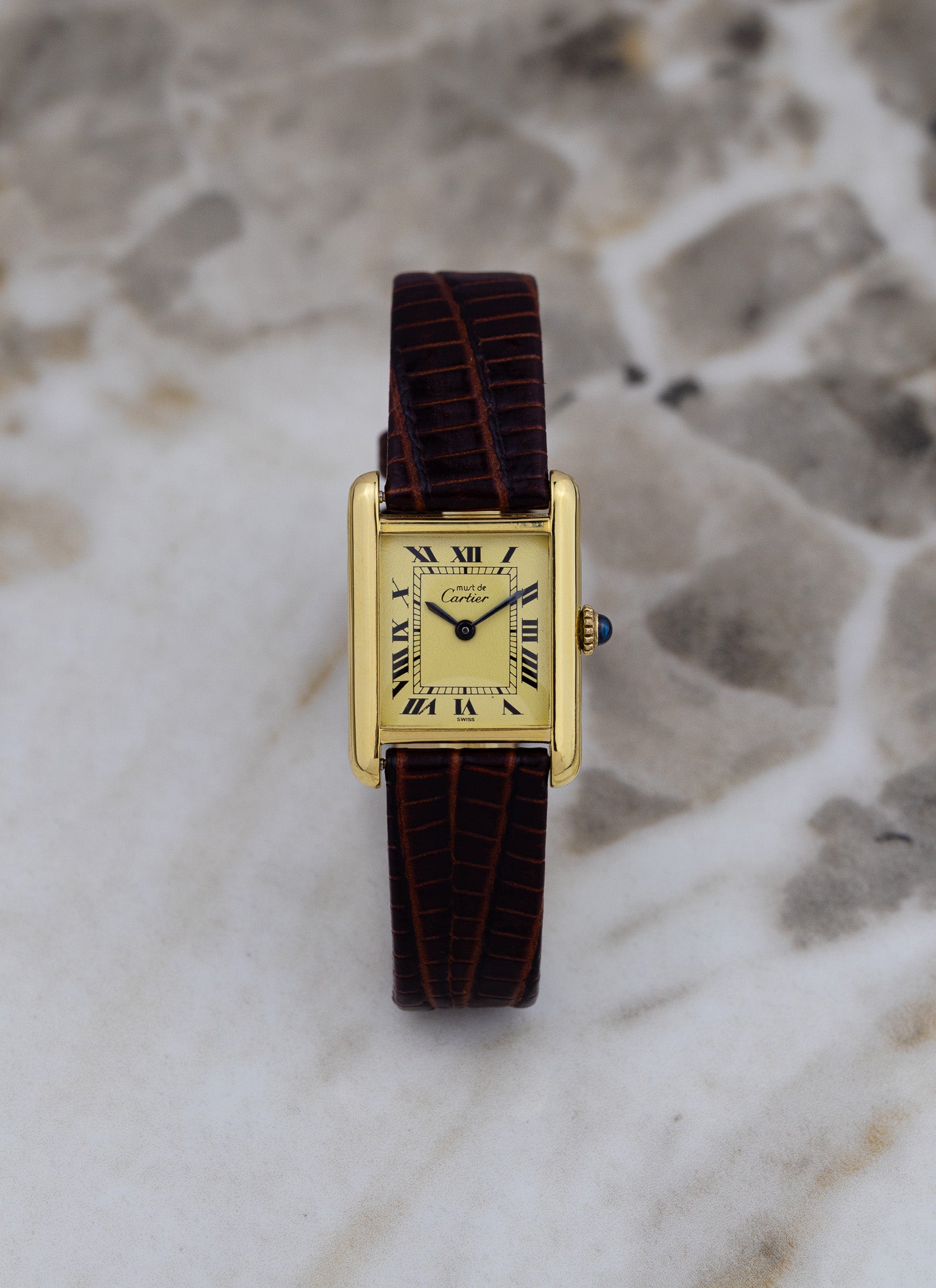 1990s Ladies Must de Cartier Tank Ivory Roman Dial