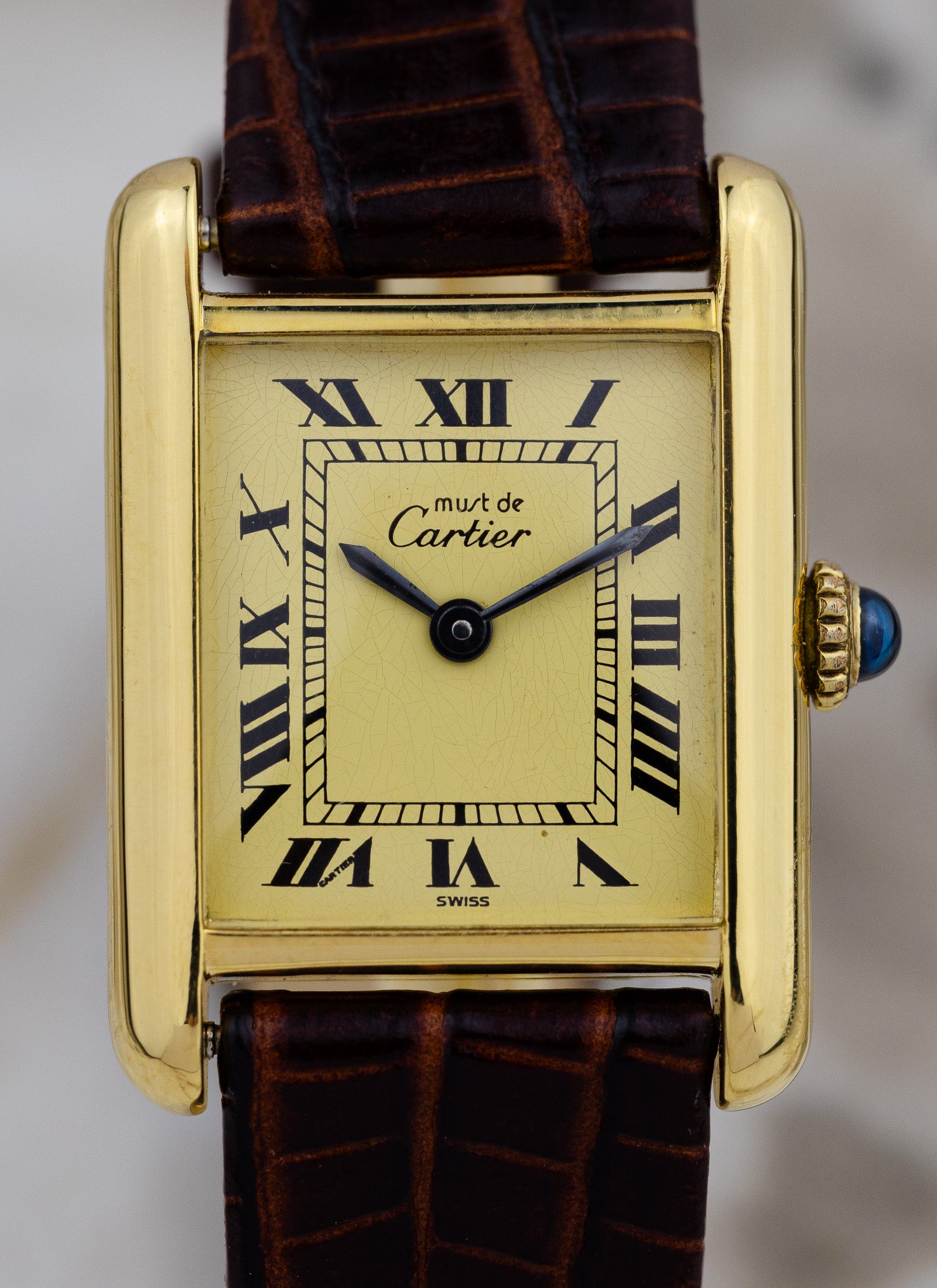 1990s Ladies Must de Cartier Tank Ivory Roman Dial