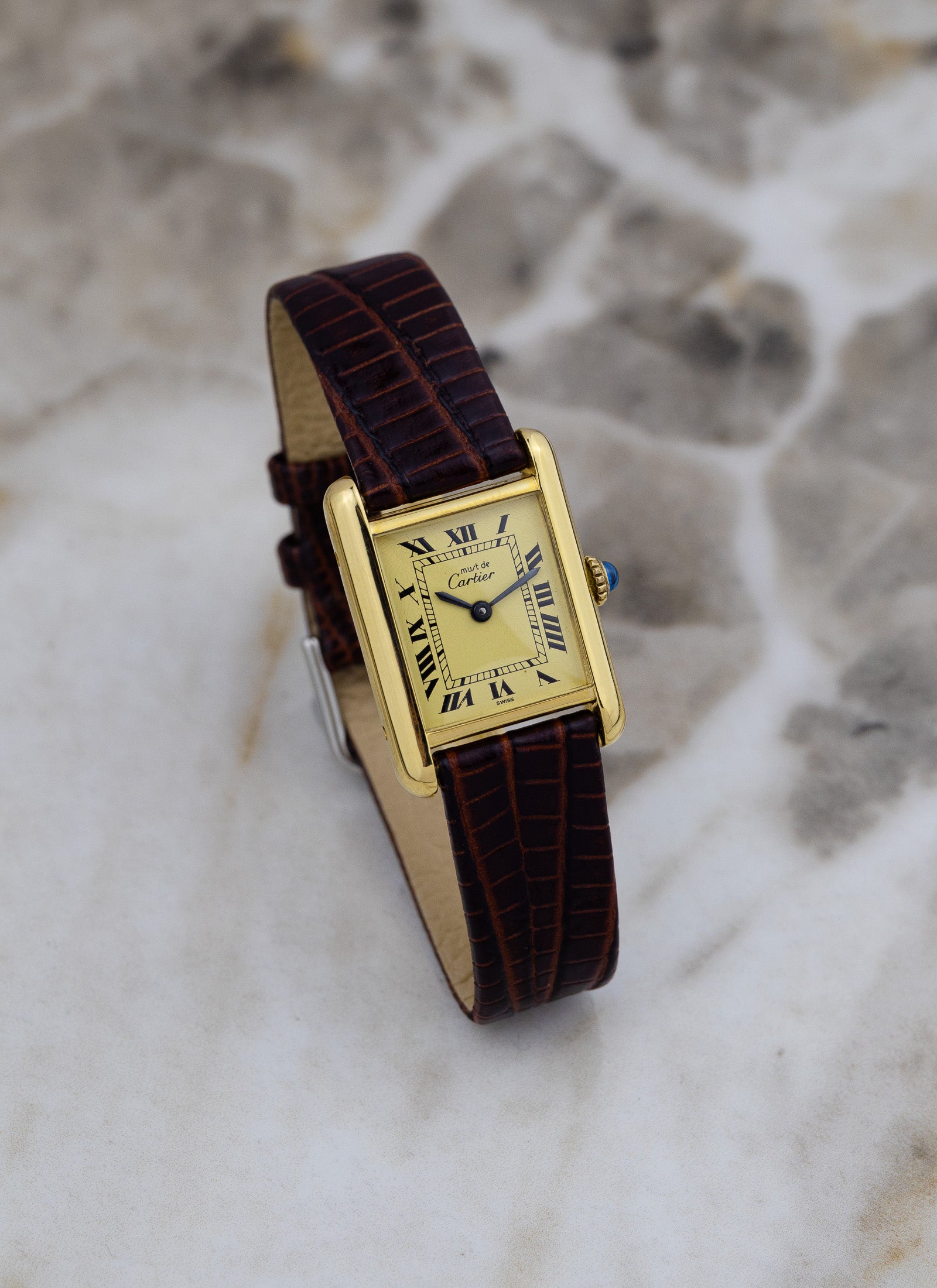 1990s Ladies Must de Cartier Tank Ivory Roman Dial