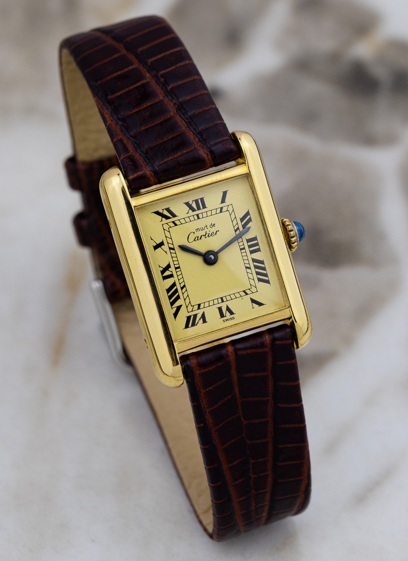 1990s Ladies Must de Cartier Tank Ivory Roman Dial
