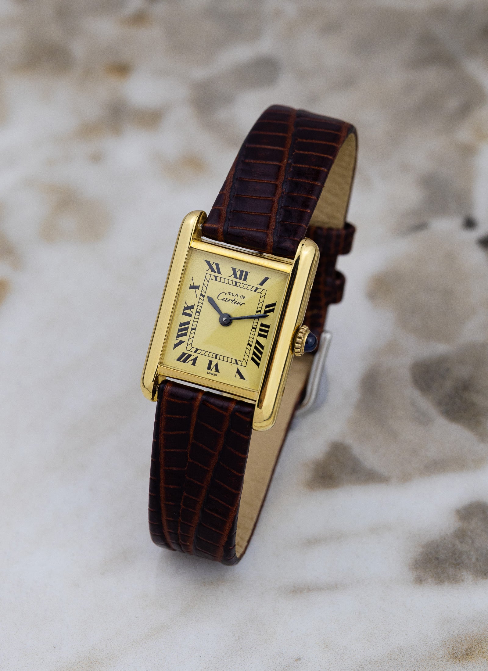 1990s Ladies Must de Cartier Tank Ivory Roman Dial
