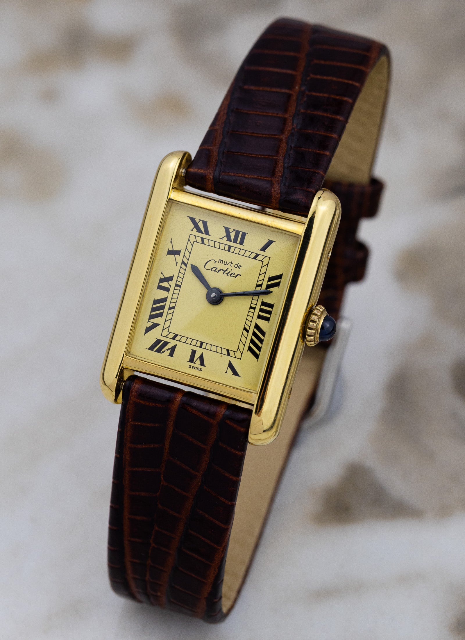 1990s Ladies Must de Cartier Tank Ivory Roman Dial