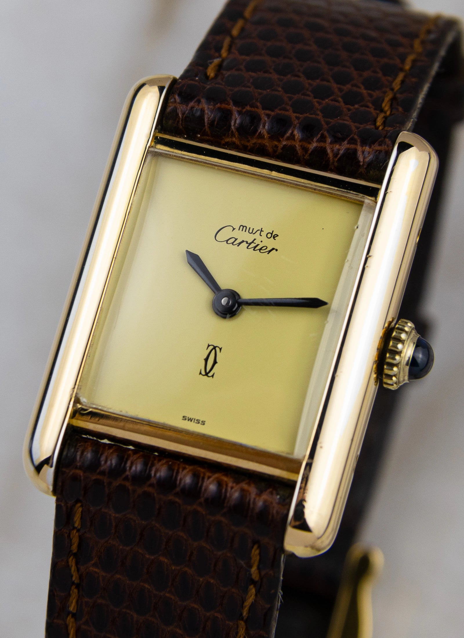 1980s Must De Cartier Tank Lemoncello