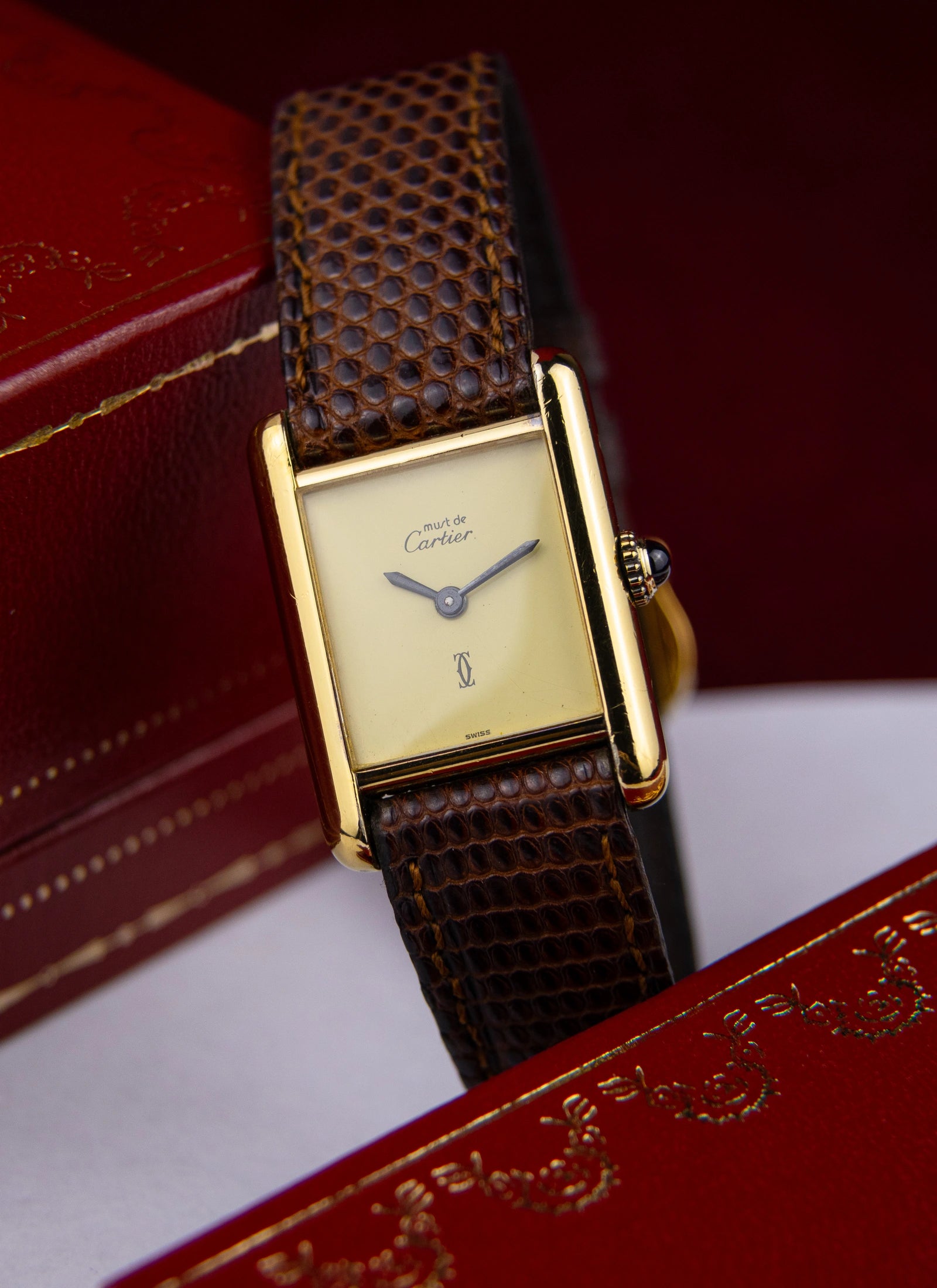 1989 Must De Cartier Tank Lemon Dial Full Set