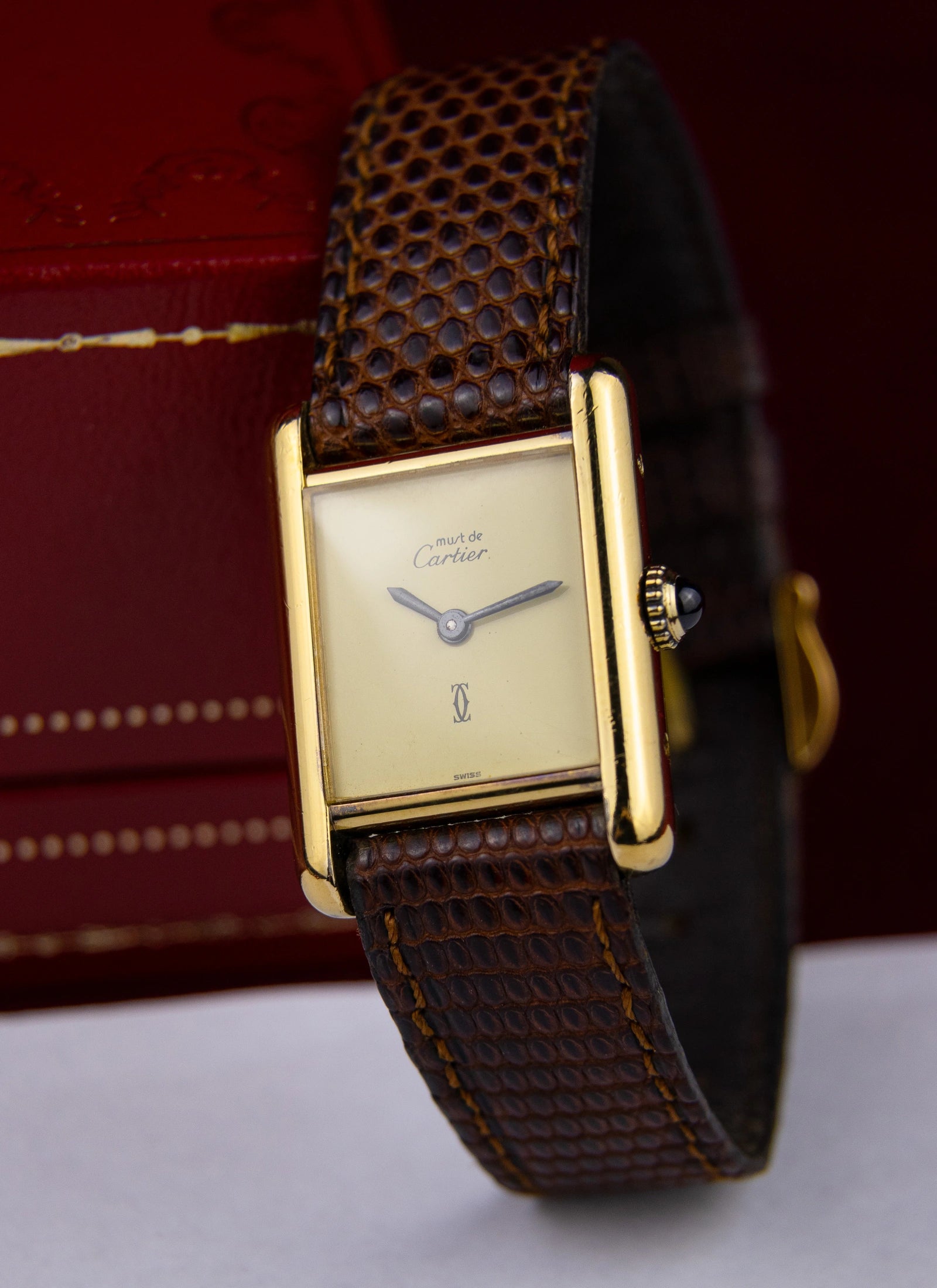 1989 Must De Cartier Tank Lemon Dial Full Set