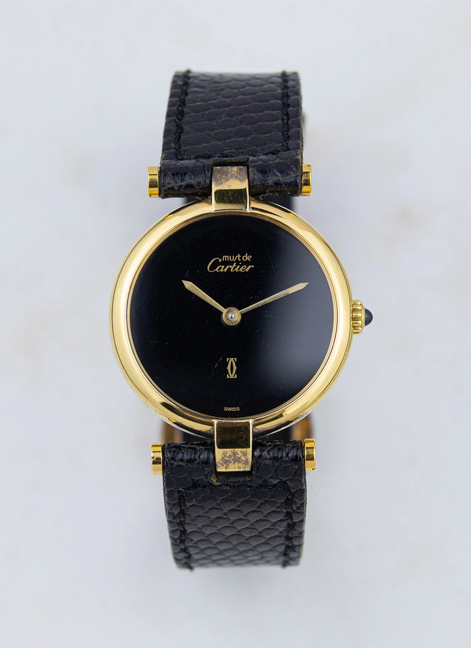 1990s Must de Cartier Vendome Black Dial