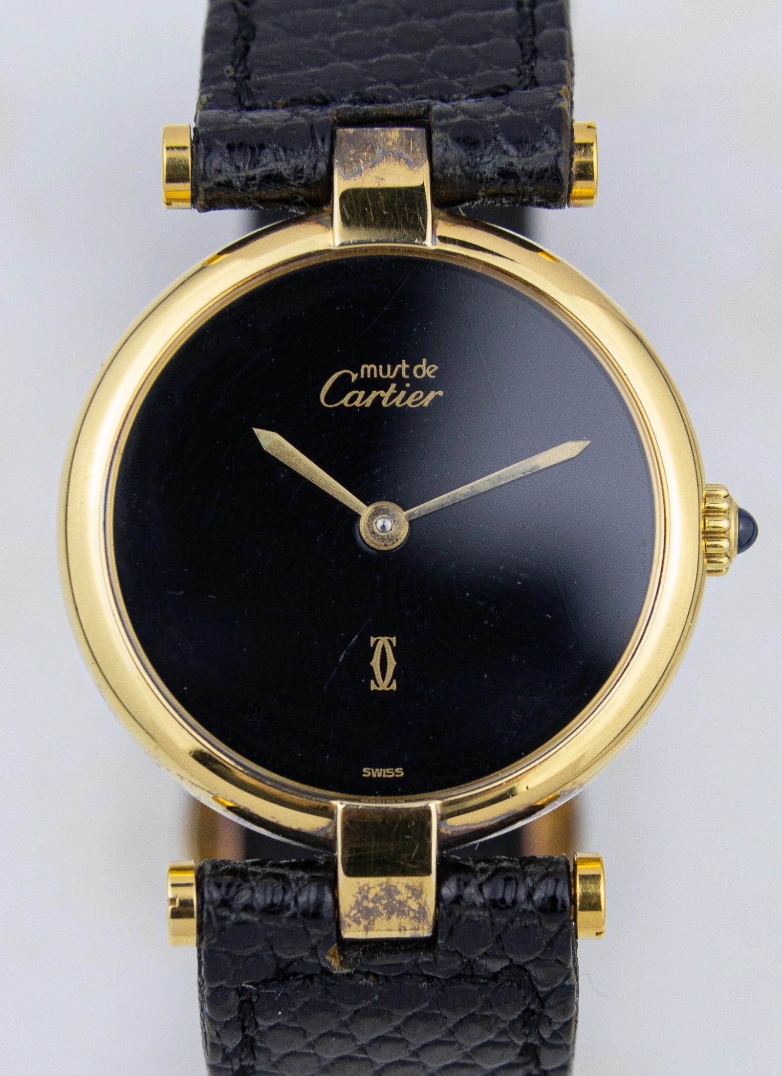 1990s Must de Cartier Vendome Black Dial