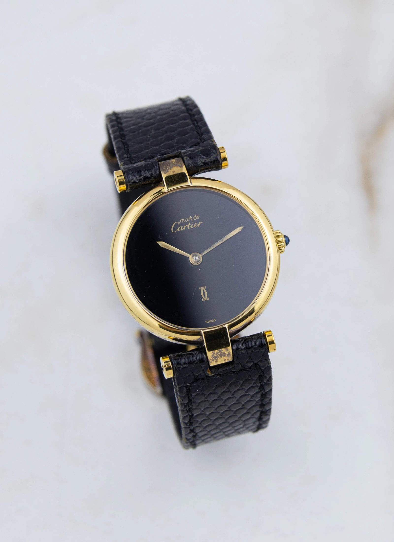 1990s Must de Cartier Vendome Black Dial