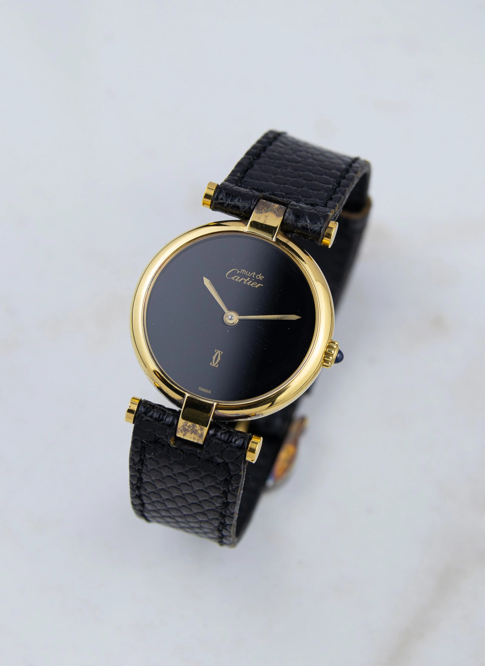 1990s Must de Cartier Vendome Black Dial