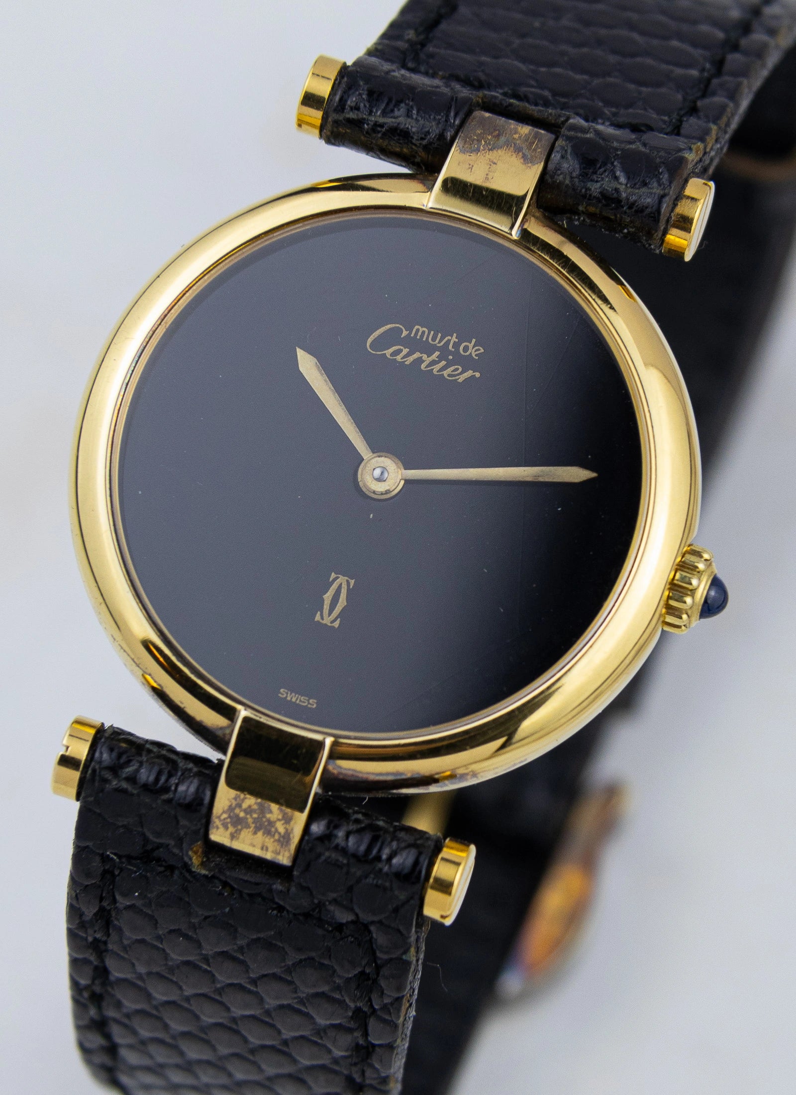 1990s Must de Cartier Vendome Black Dial