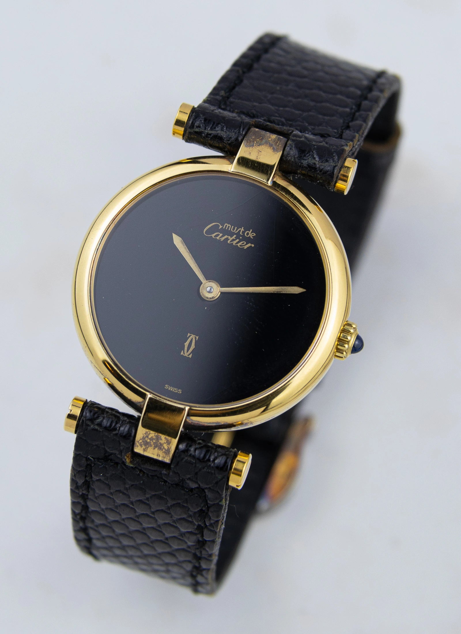 1990s Must de Cartier Vendome Black Dial