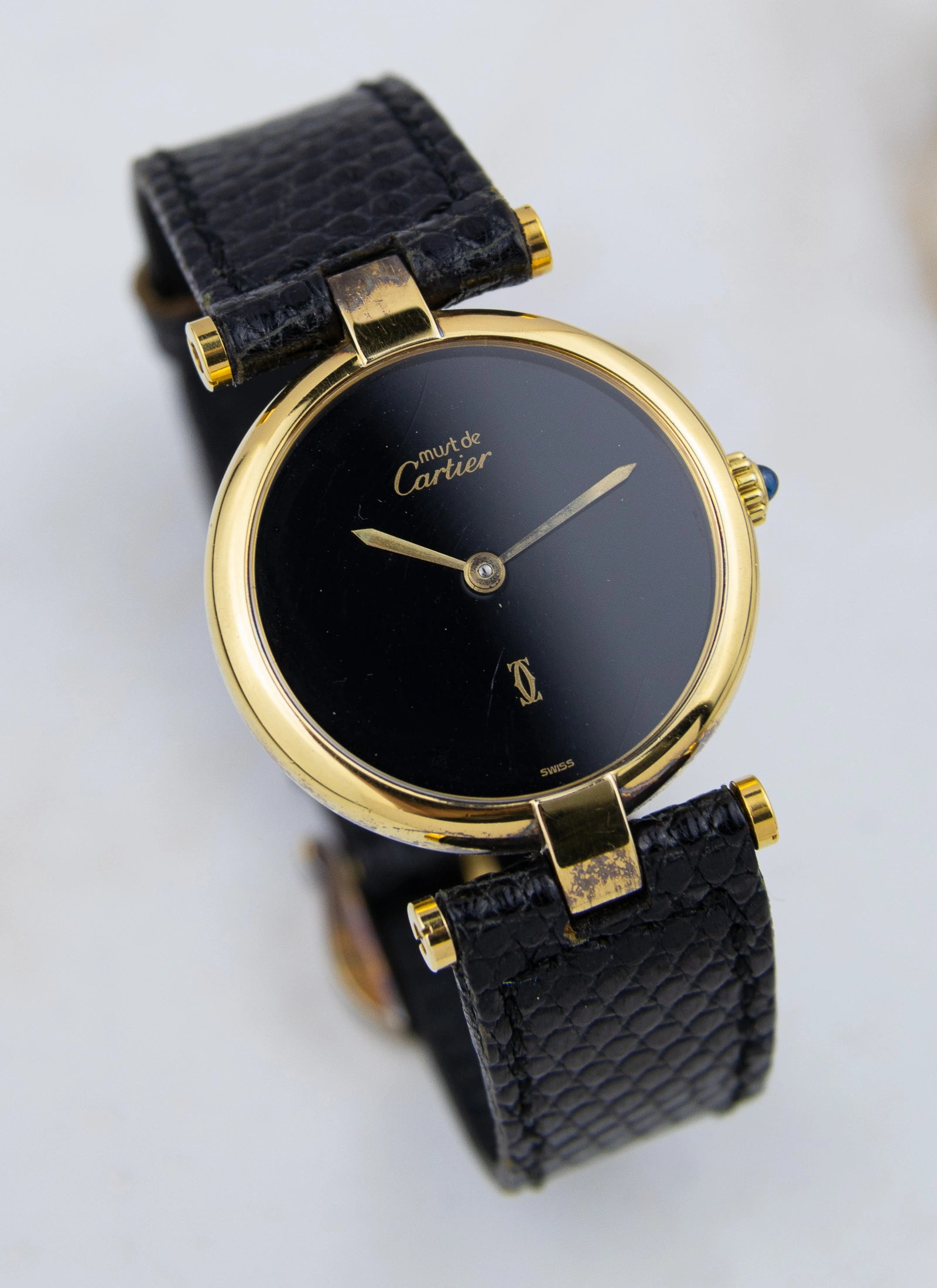 1990s Must de Cartier Vendome Black Dial