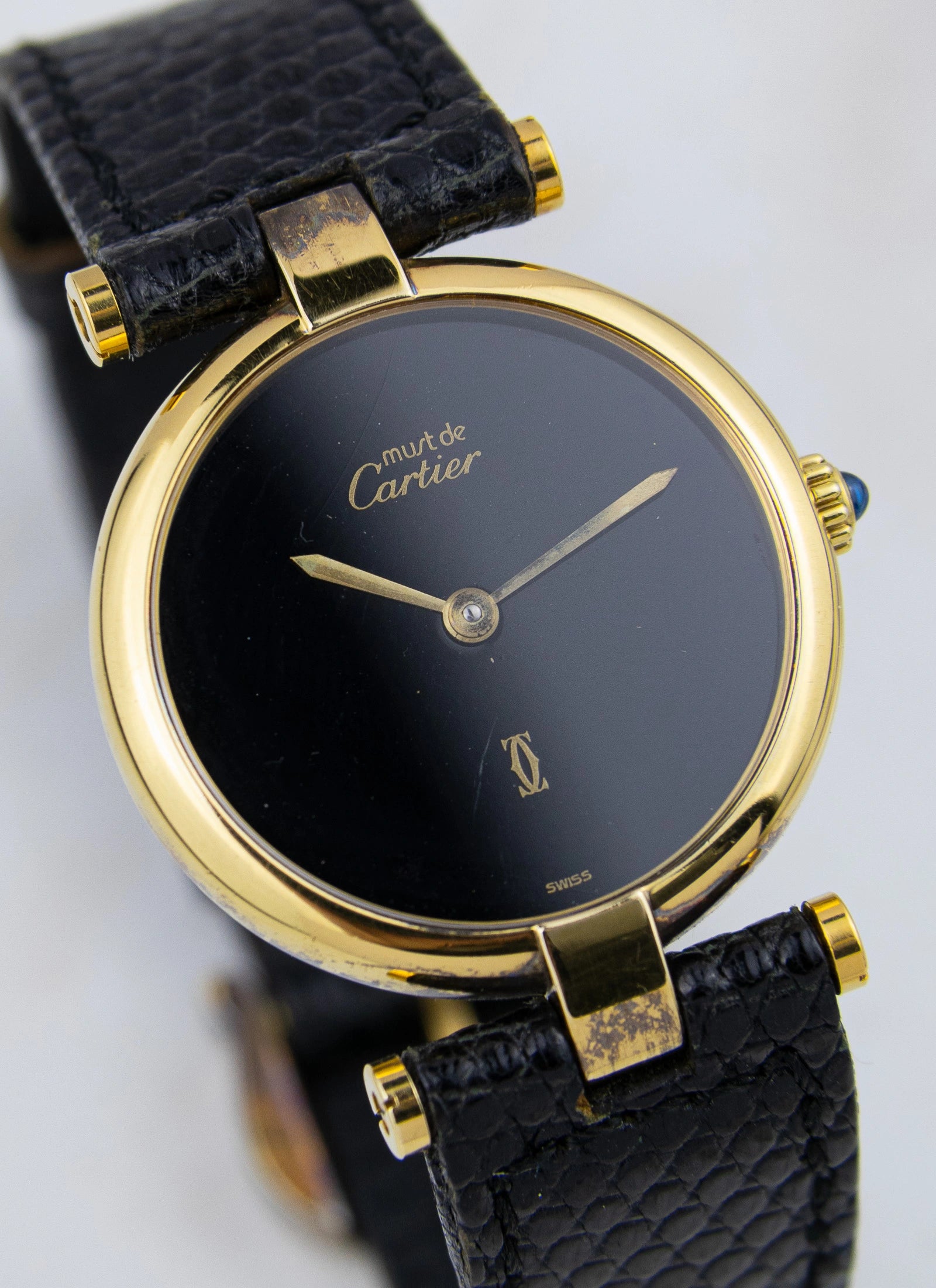 1990s Must de Cartier Vendome Black Dial