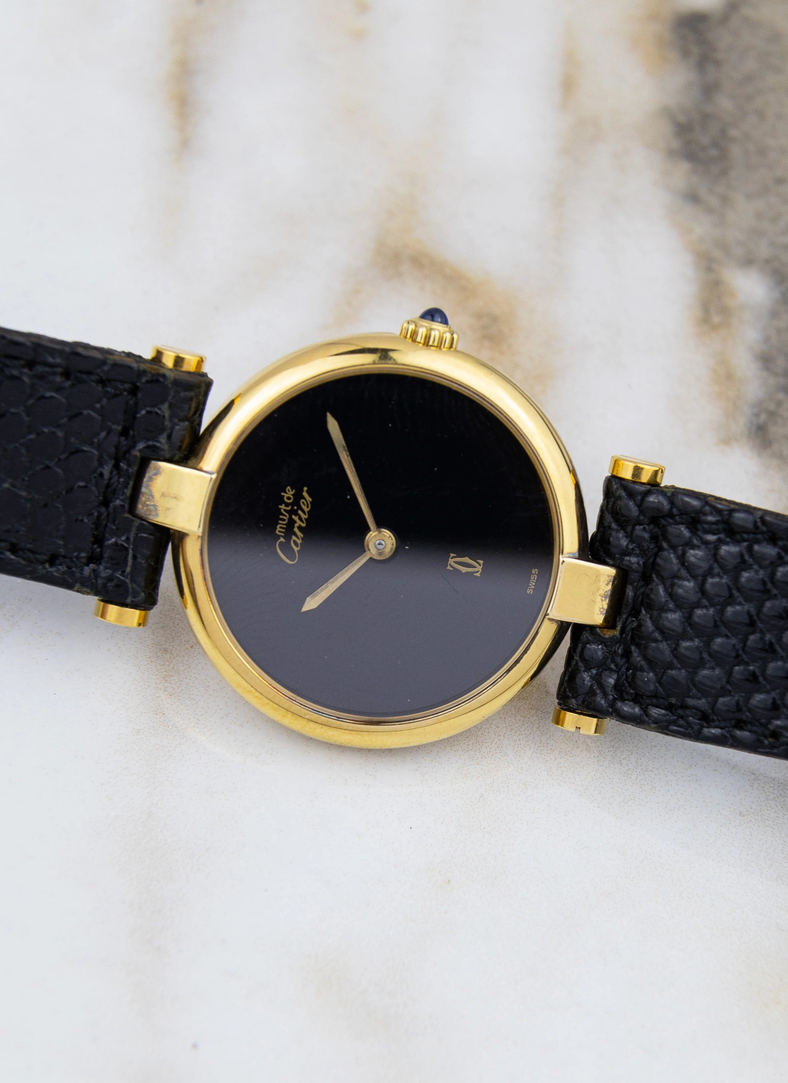 1990s Must de Cartier Vendome Black Dial