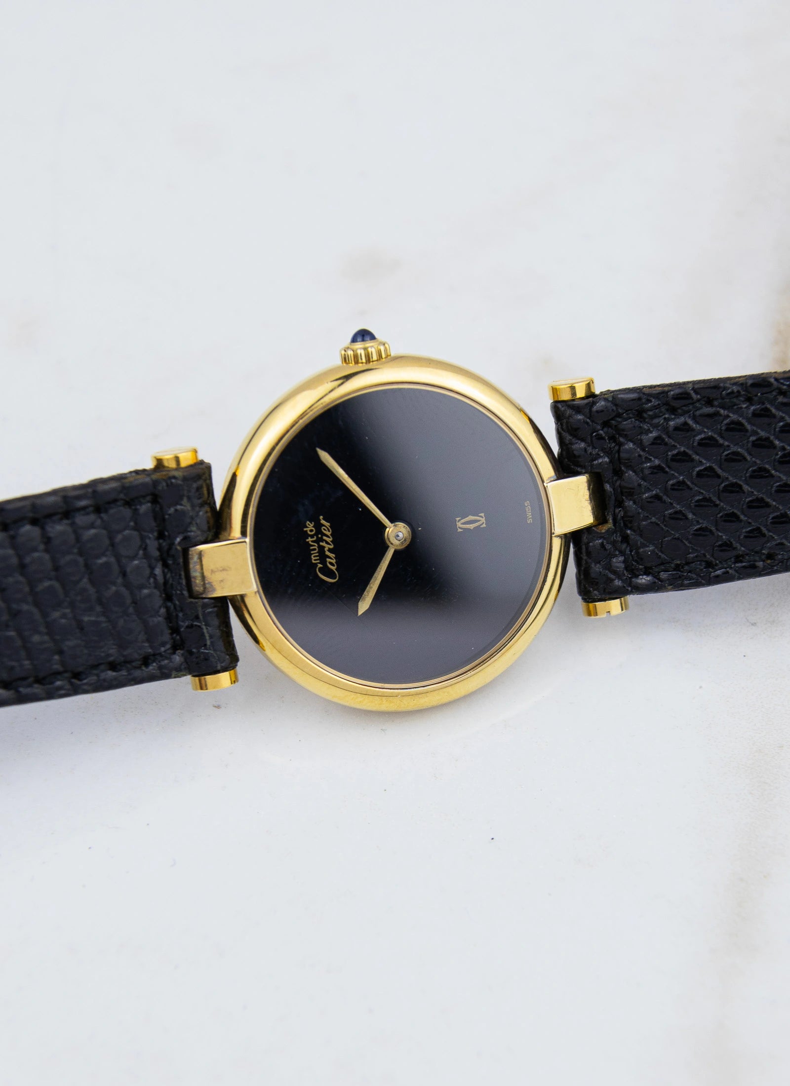 1990s Must de Cartier Vendome Black Dial