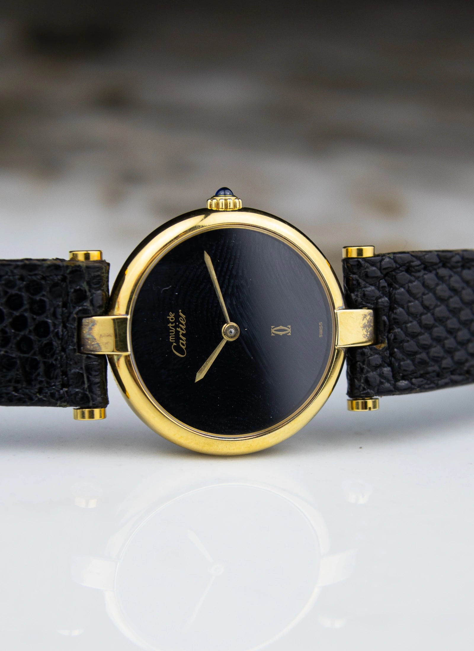 1990s Must de Cartier Vendome Black Dial