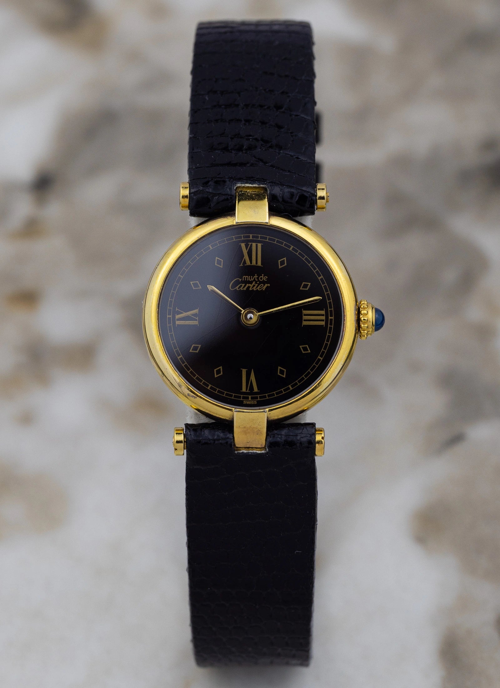 1990s Must de Cartier Vendome Black Roman Dial 680004